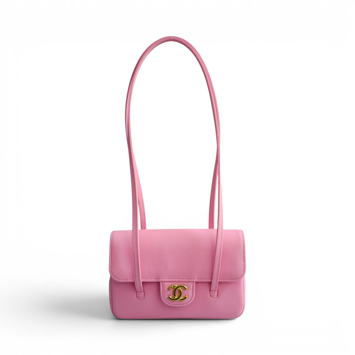 Chanel 26s Preppy Coco 17 Pink Grained Shiny Calfskin Gold Hardware