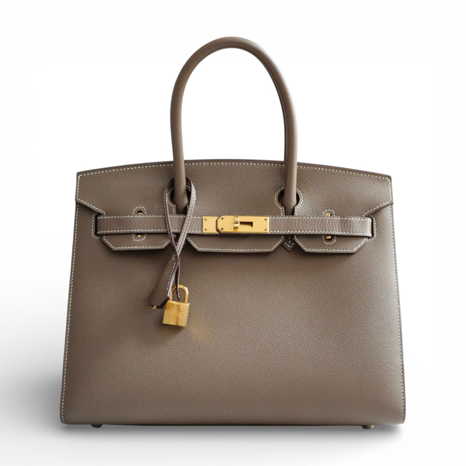 Hermès Birkin 30 Etoupe Epsom Leather Sellier with Gold HW Stamp Z