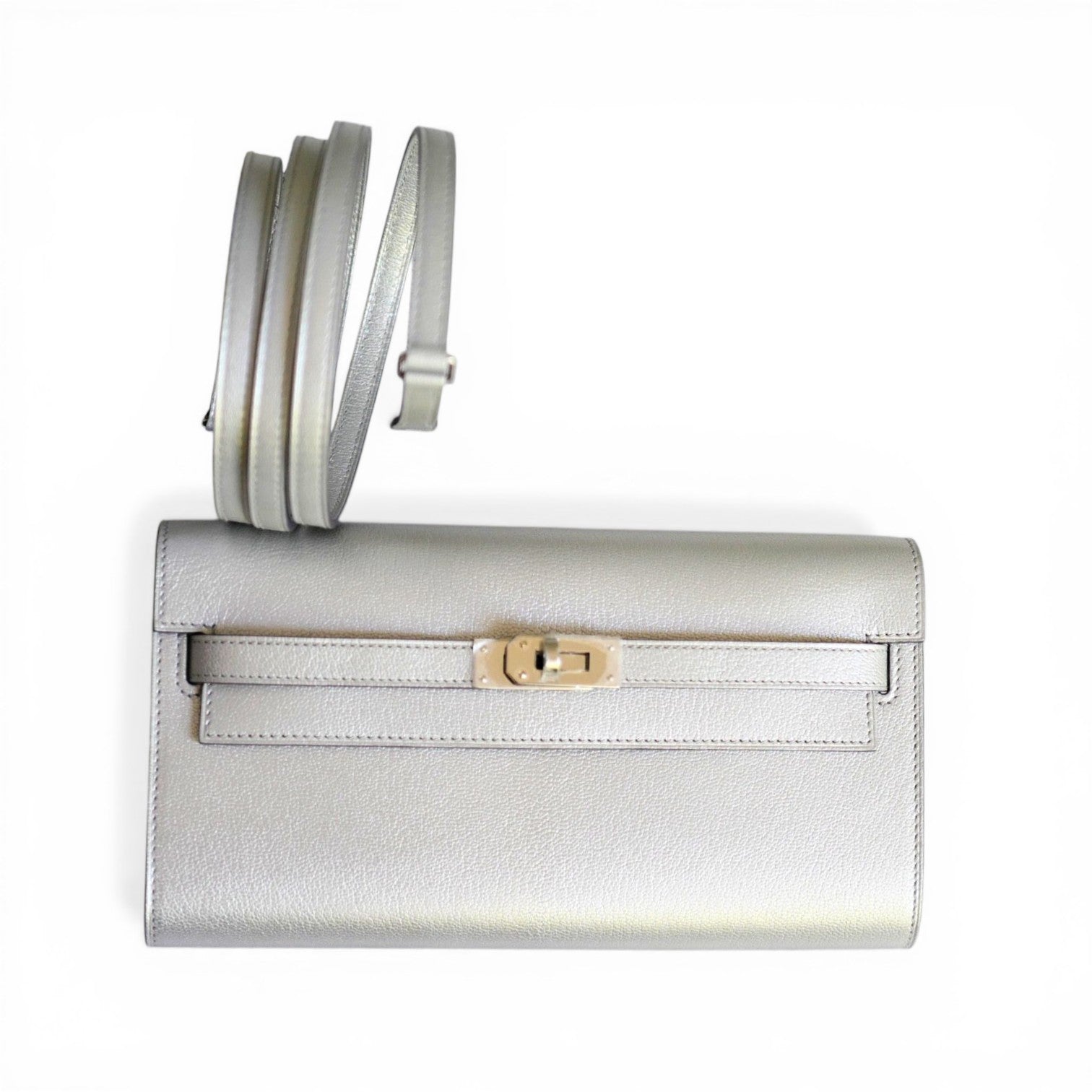 Hermès Kelly To Go Wallet Dore Argent Silver Metallic Chamkilight Goatskin 2026