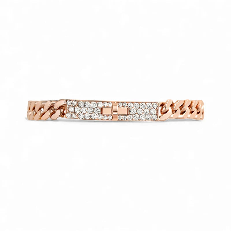 NEW Hermes Kelly Gourmette Bracelet Rose Gold 750 Diamond 0.90ct ST