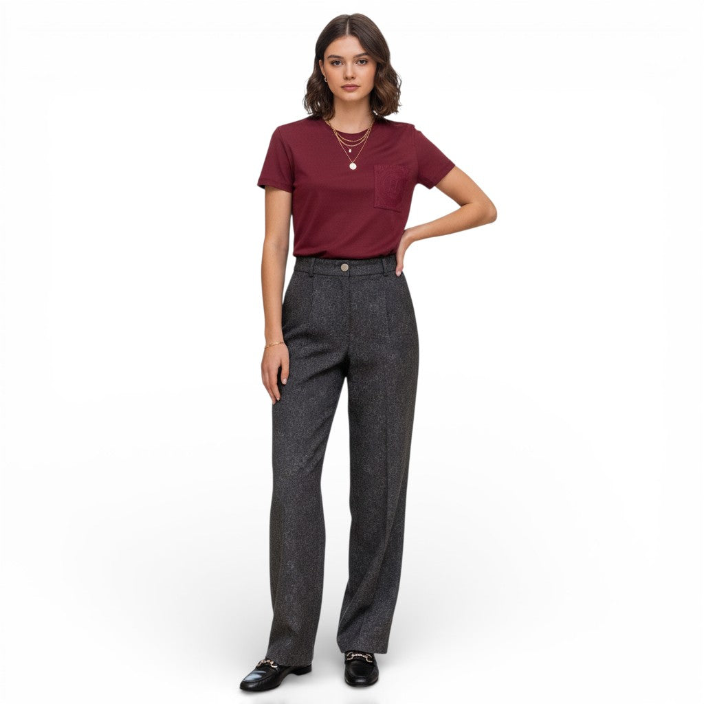 Hermès Embroidered Pocket T-Shirt Rouge Carmin Cotton Crewneck Size 36