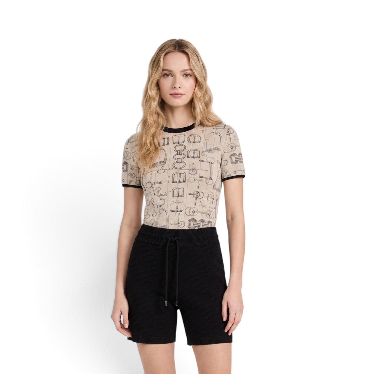 Hermes RTW Short Maille Loungewear Voyage Noir Black Size 36