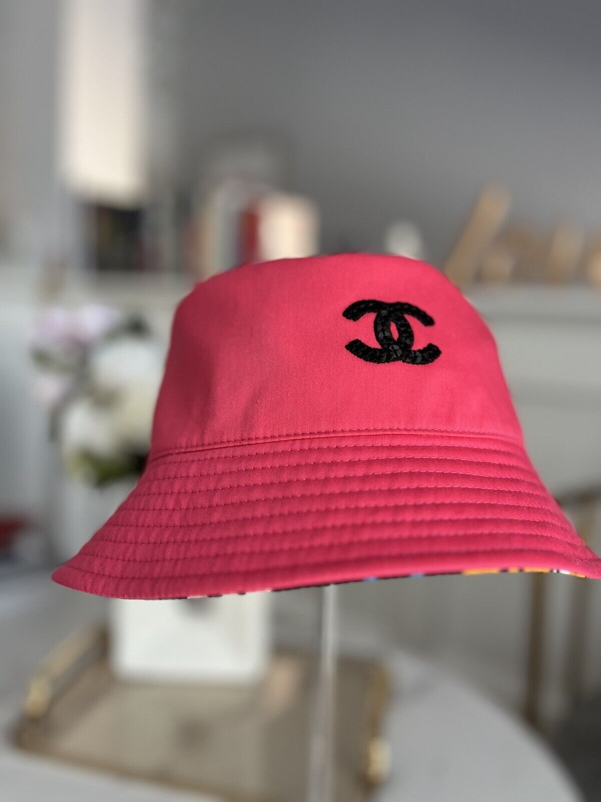 Chanel Bucket Hat Pink CC Logo NEW