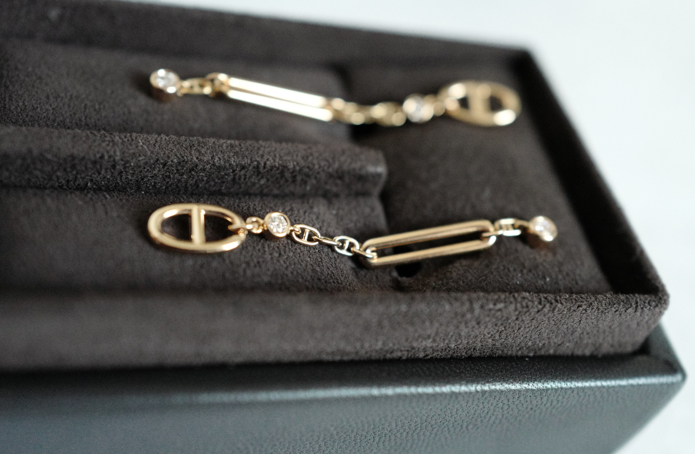 Hermès Chaîne d’Ancre Chaos Earrings Rose Gold with Diamonds