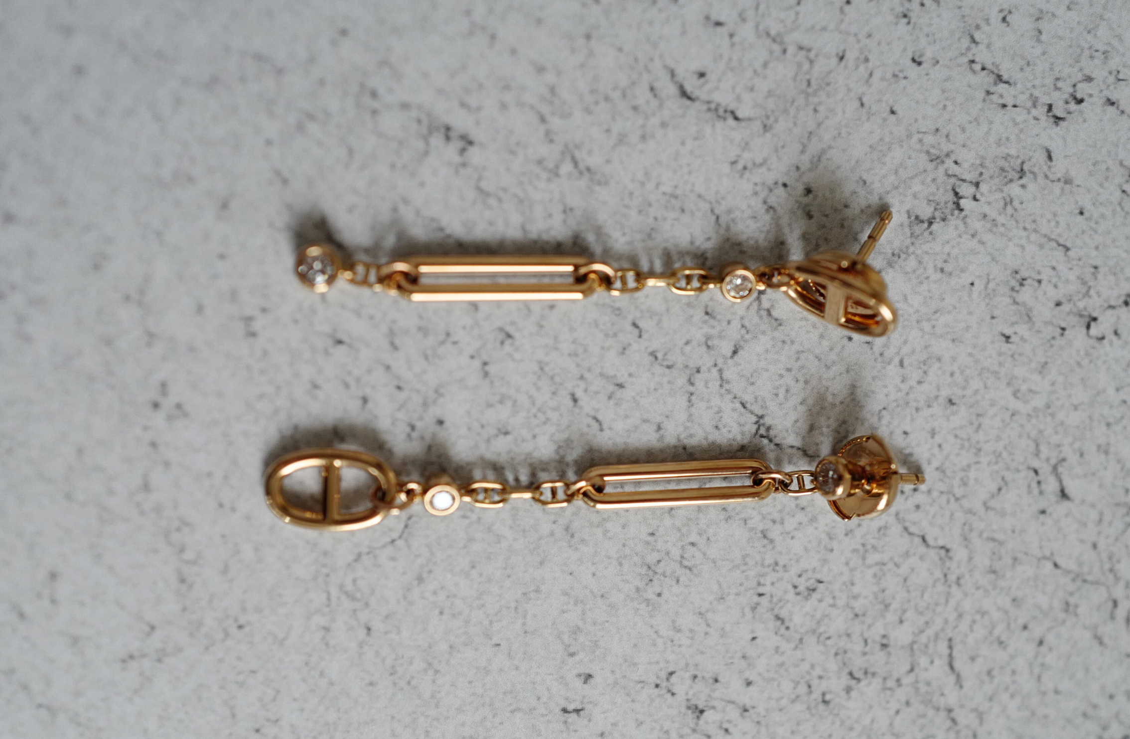 Hermès Chaîne d’Ancre Chaos Earrings Rose Gold with Diamonds