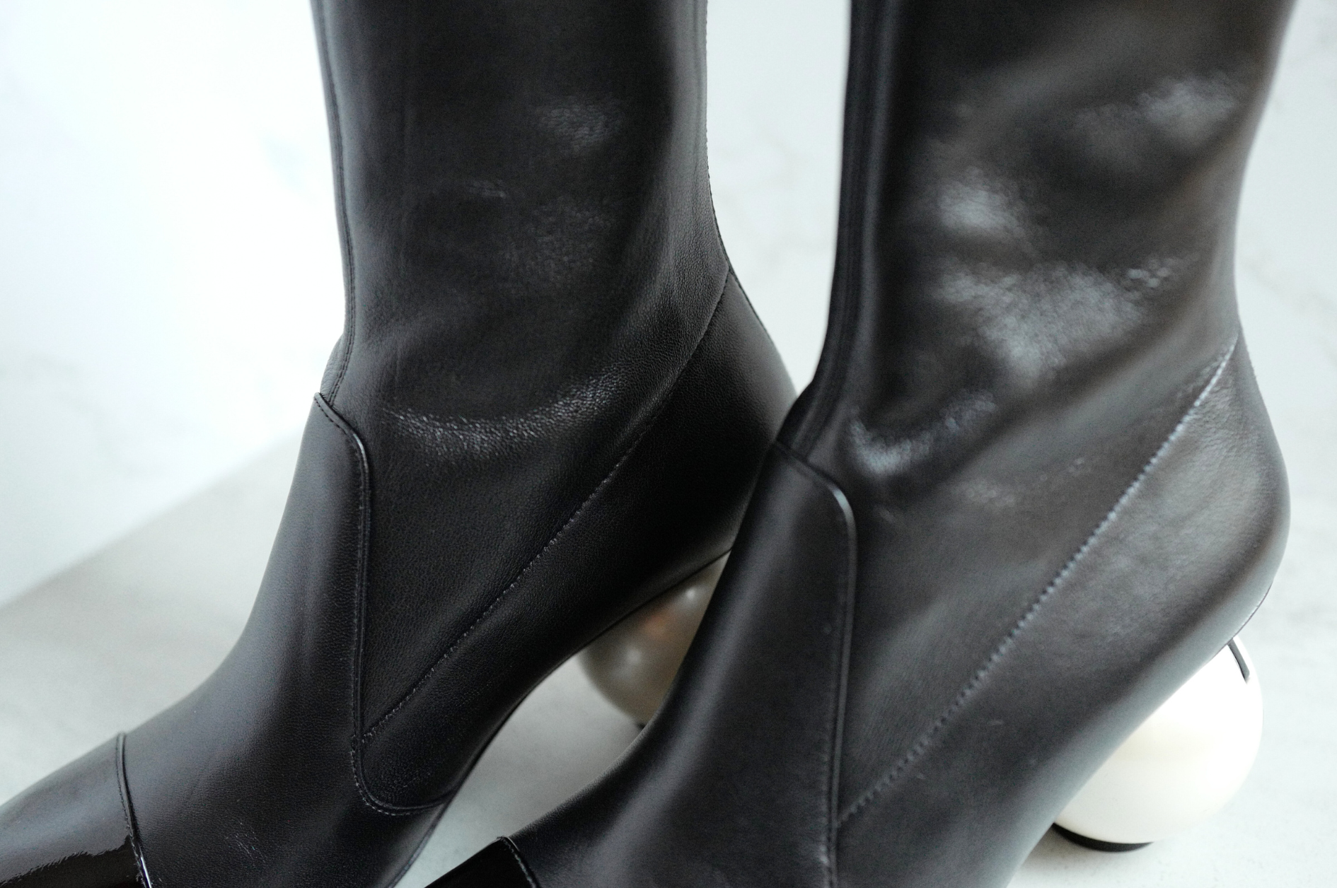 Chanel Boots Stretch Lambskin with Patent Calfskin Cap Toe Black 37.5