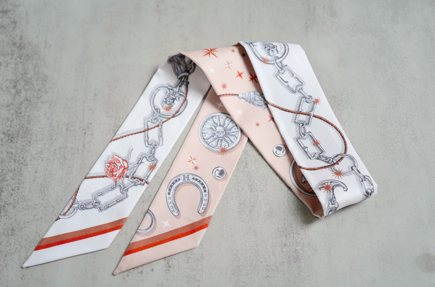 Hermès C’est La Fête Twilly Beige Rose / Caramel / Blanc