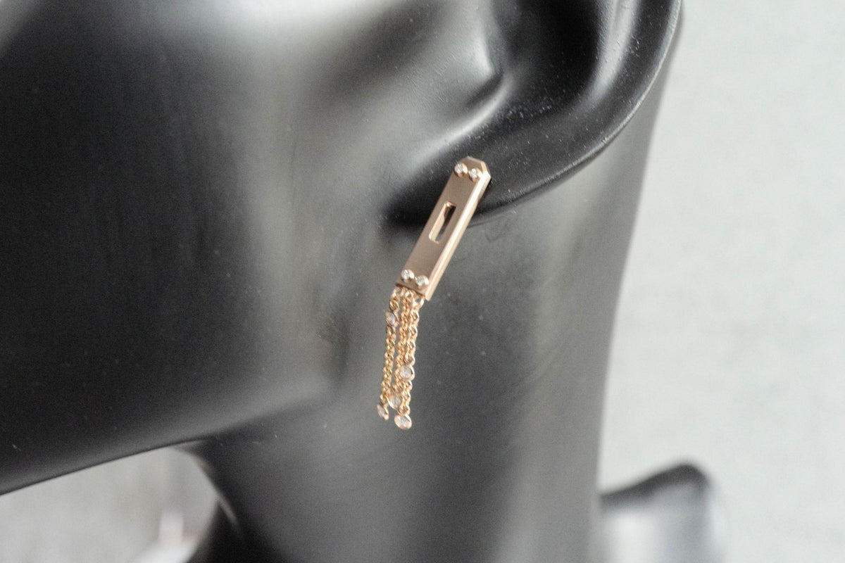 Hermès Kelly Gavroche Earrings Small Model 18K Rose Gold 18 Diamonds