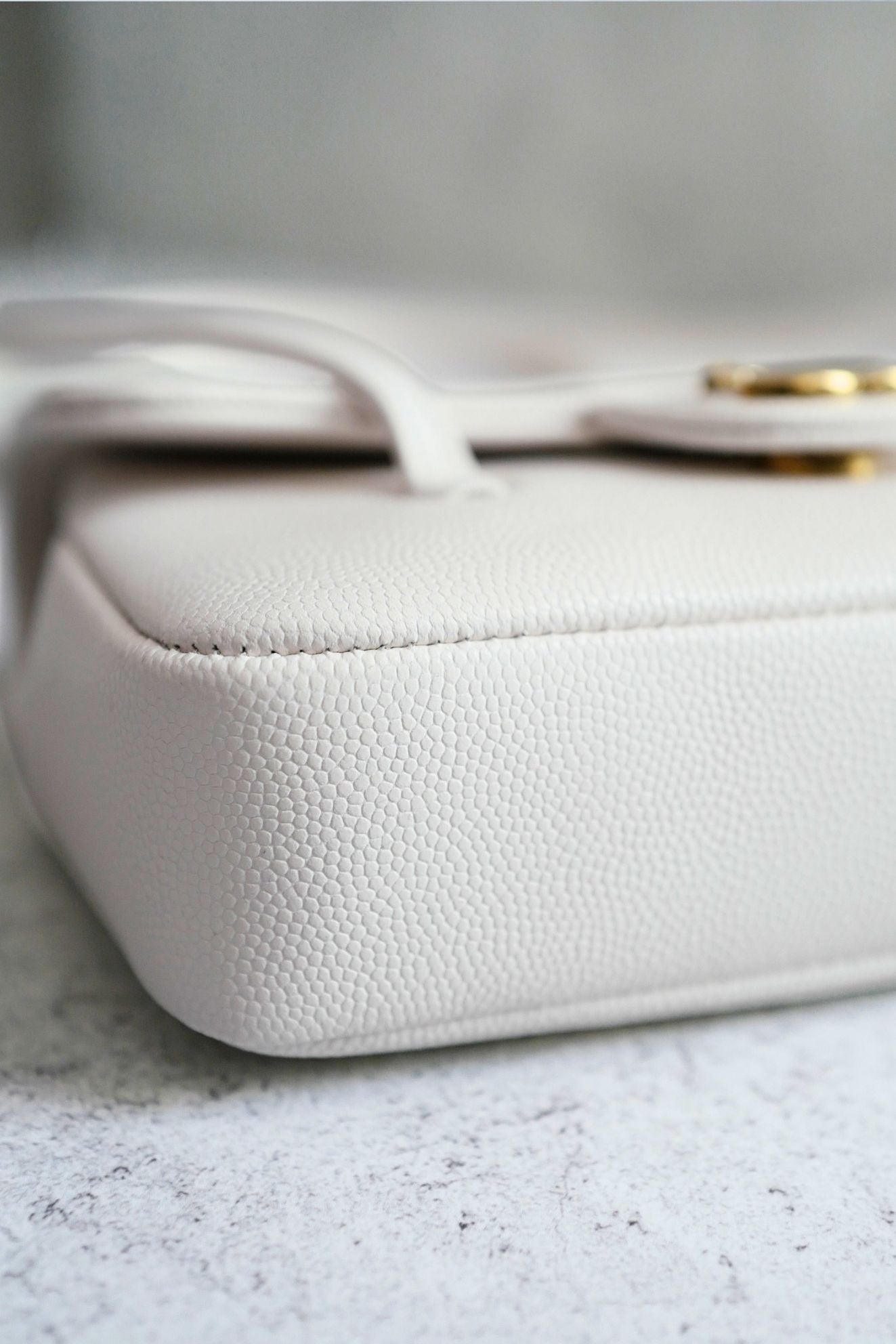 Chanel 26 Preppy Coco 17 Mini White Grained Shiny Calfskin Gold Hardware