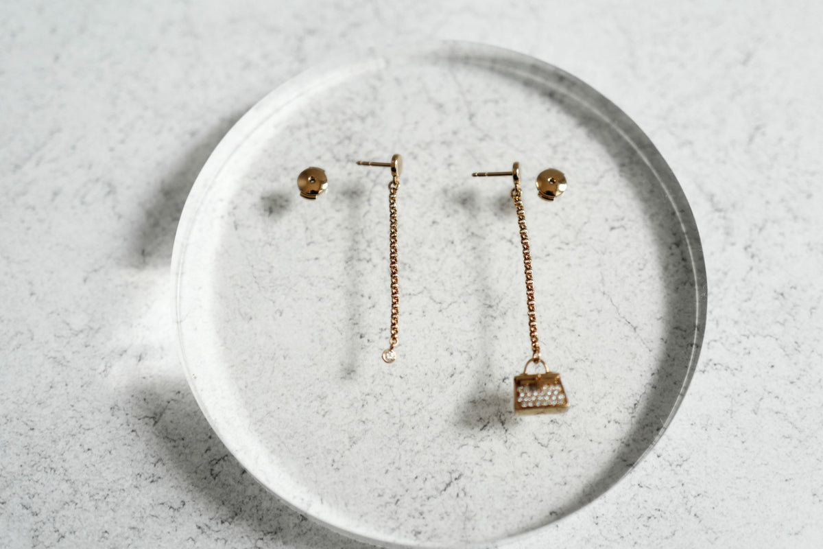 Hermes 18K Chaine Amulette Kelly Diamonds Rose Gold Ear Studs Earrings BNIB $10K