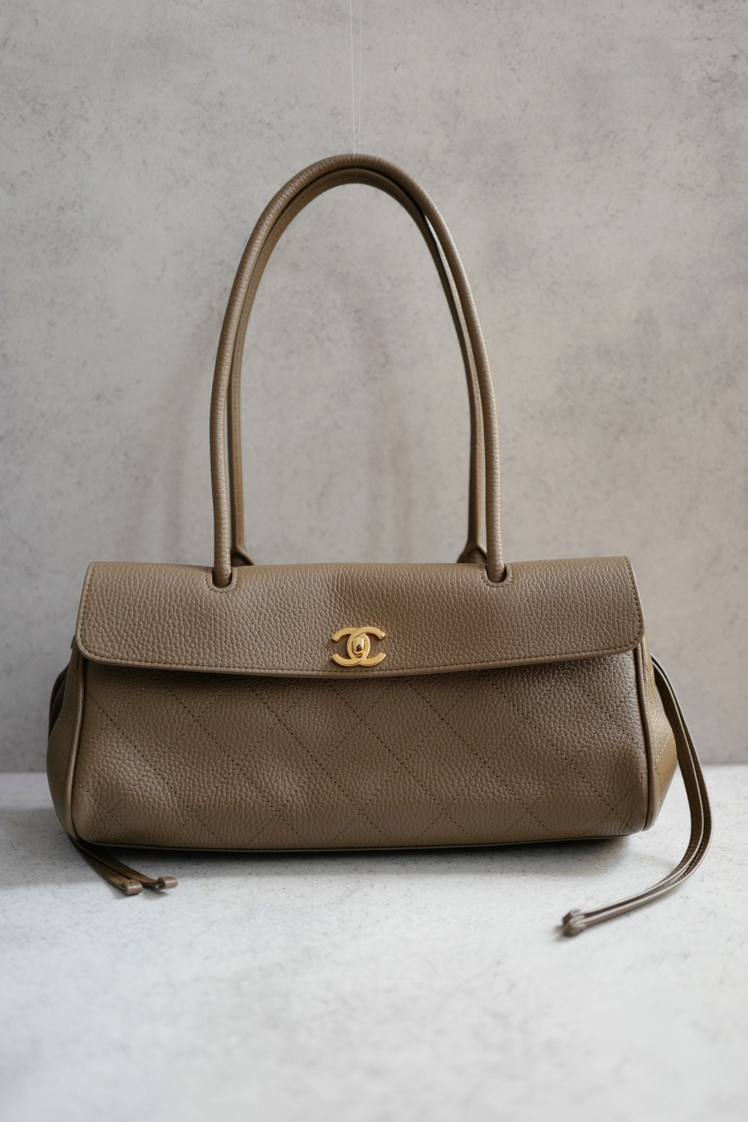 Chanel 26S Small Shopping Bag Matthieu Blazy Baguette Dark Khaki Calfskin GHW