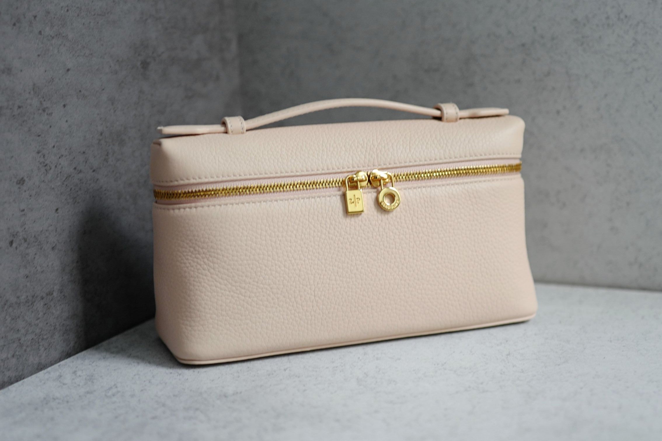 Loro Piana Extra Pocket L19 Vanity Pouch Rose Sakura Pink Calfskin Leather GHW