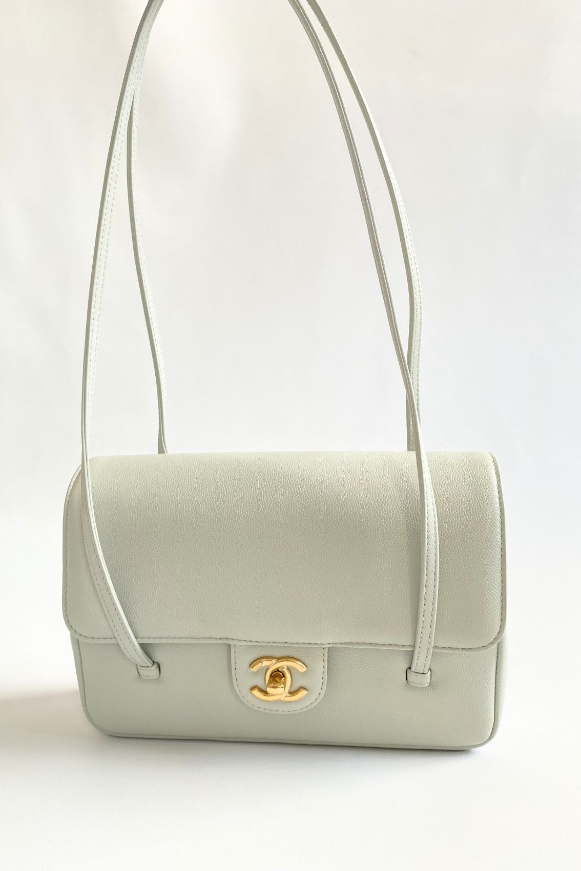 Chanel 26s Preppy Coco 22 Small Light Green Grained Shiny Calfskin GHW