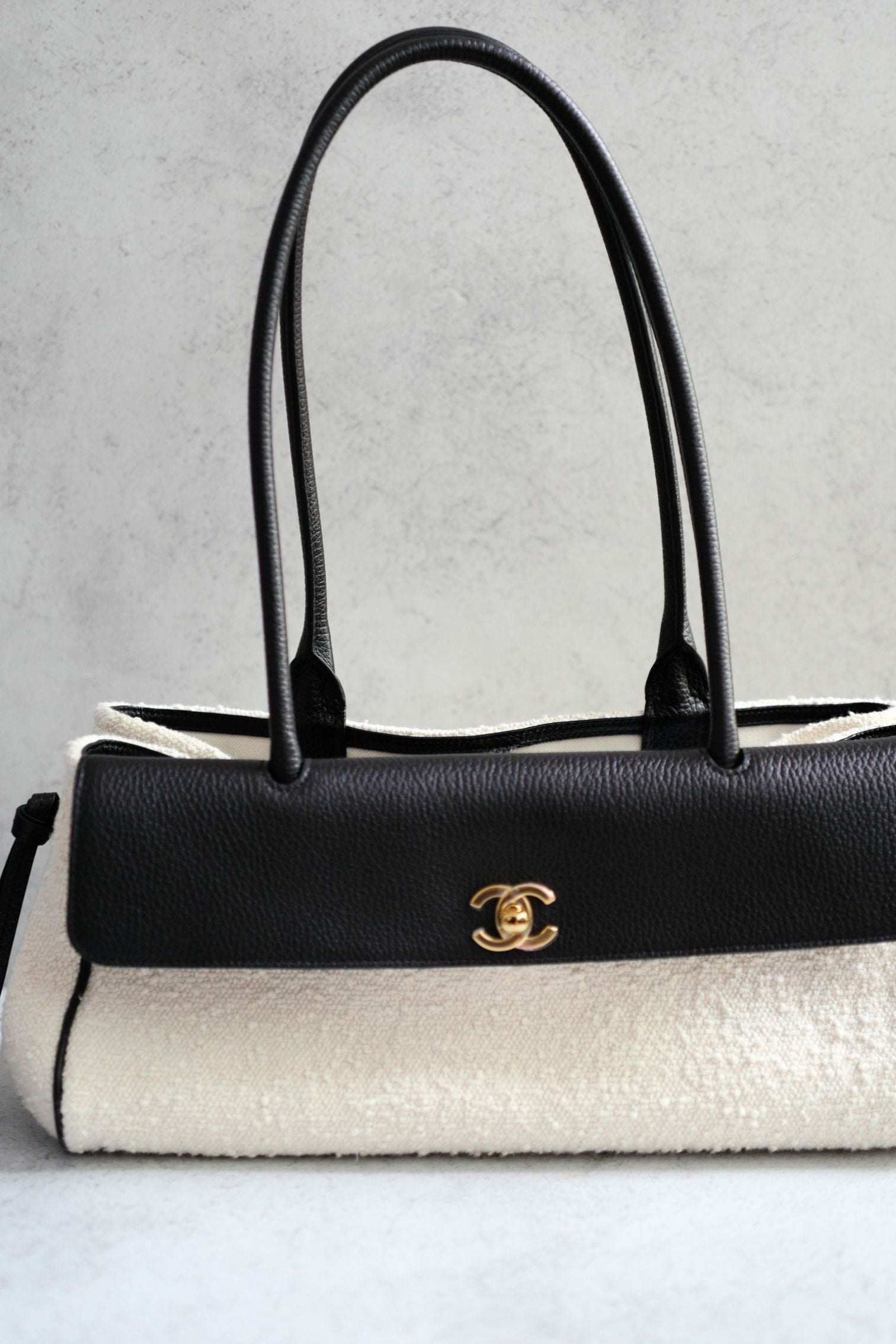 Chanel 26S Small Shopping Bag Matthieu Blazy Black/Ecru Tweed Leather SS26