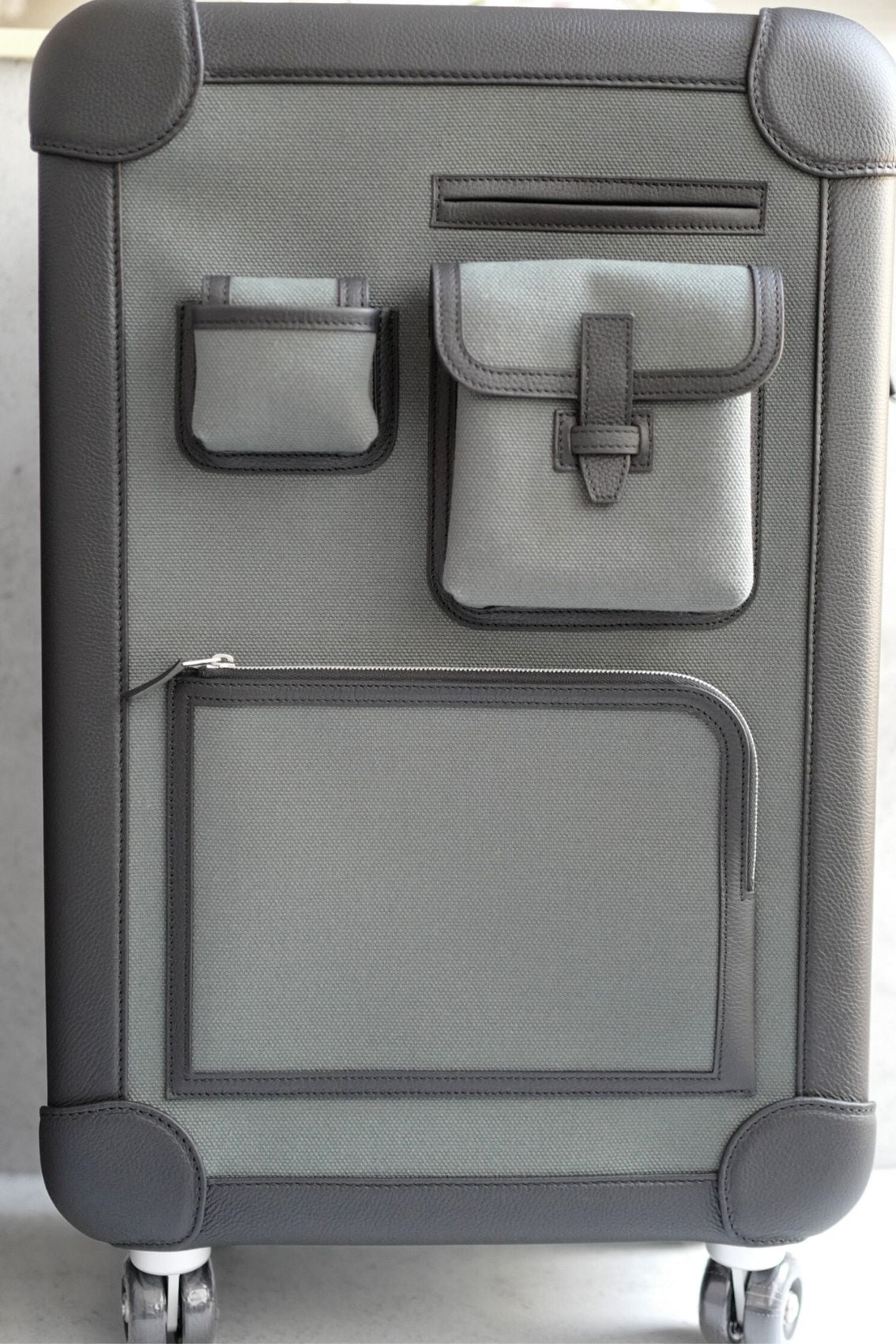 Hermès Valise R.M.S III Cabine Cargo Toile Goéland/Régate Vert Mangrove/Noir