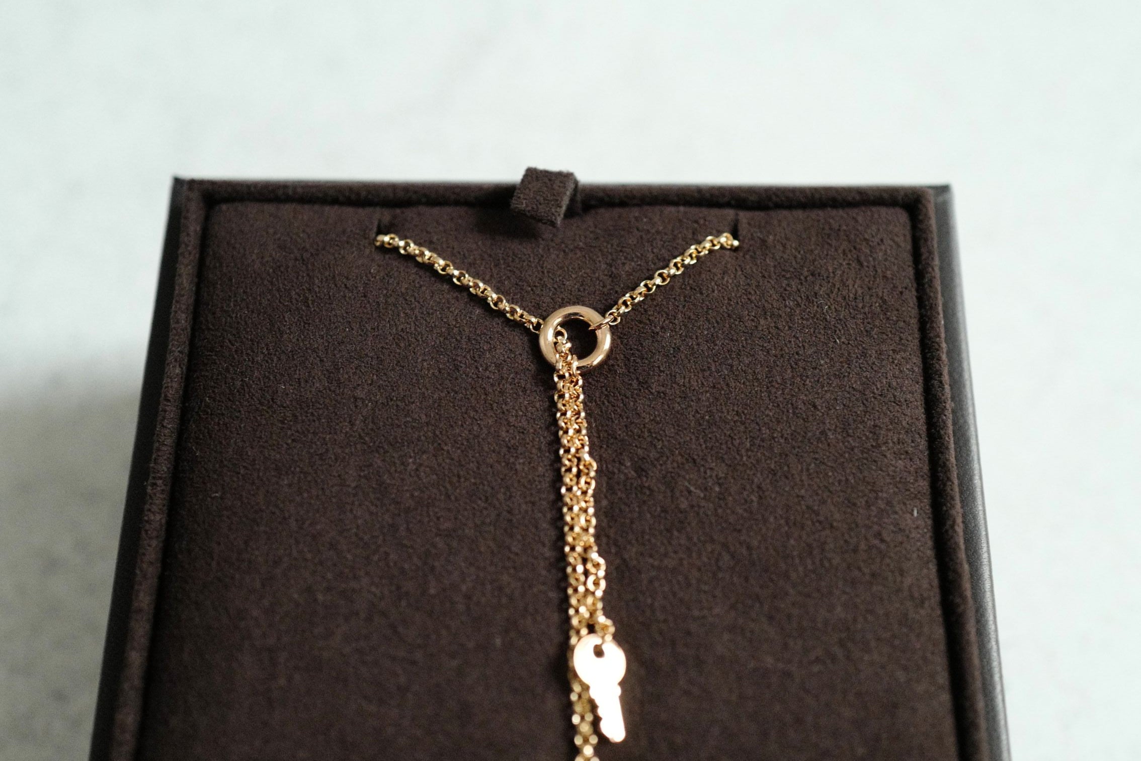 New Hermes Kelly Clochette Necklace pm dia 18k Rose Gold With Diamonds $11K