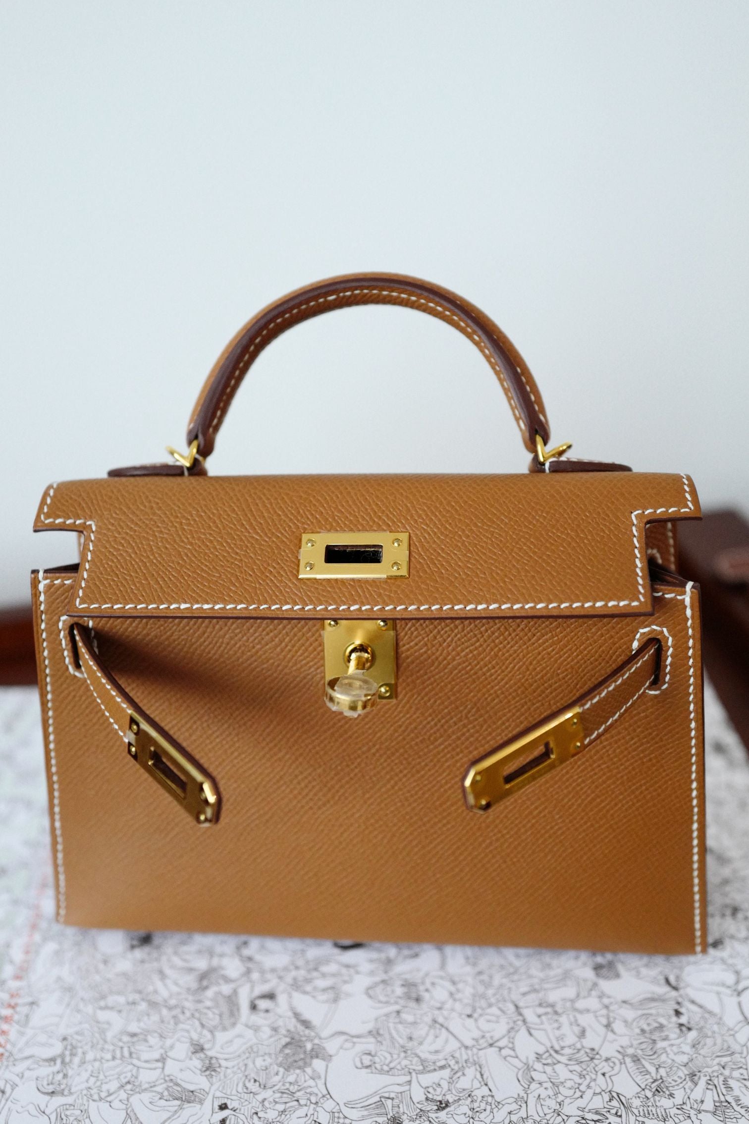 NEW Hermes Mini Kelly Gold Epsom Calfskin Gold Hardware