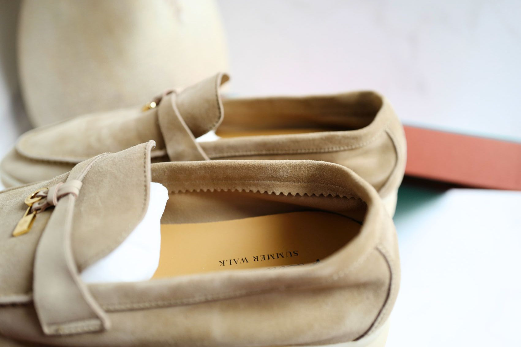 Loro Piana Summer Charms Walk Loafer Sandstone Suede Leather Size 40