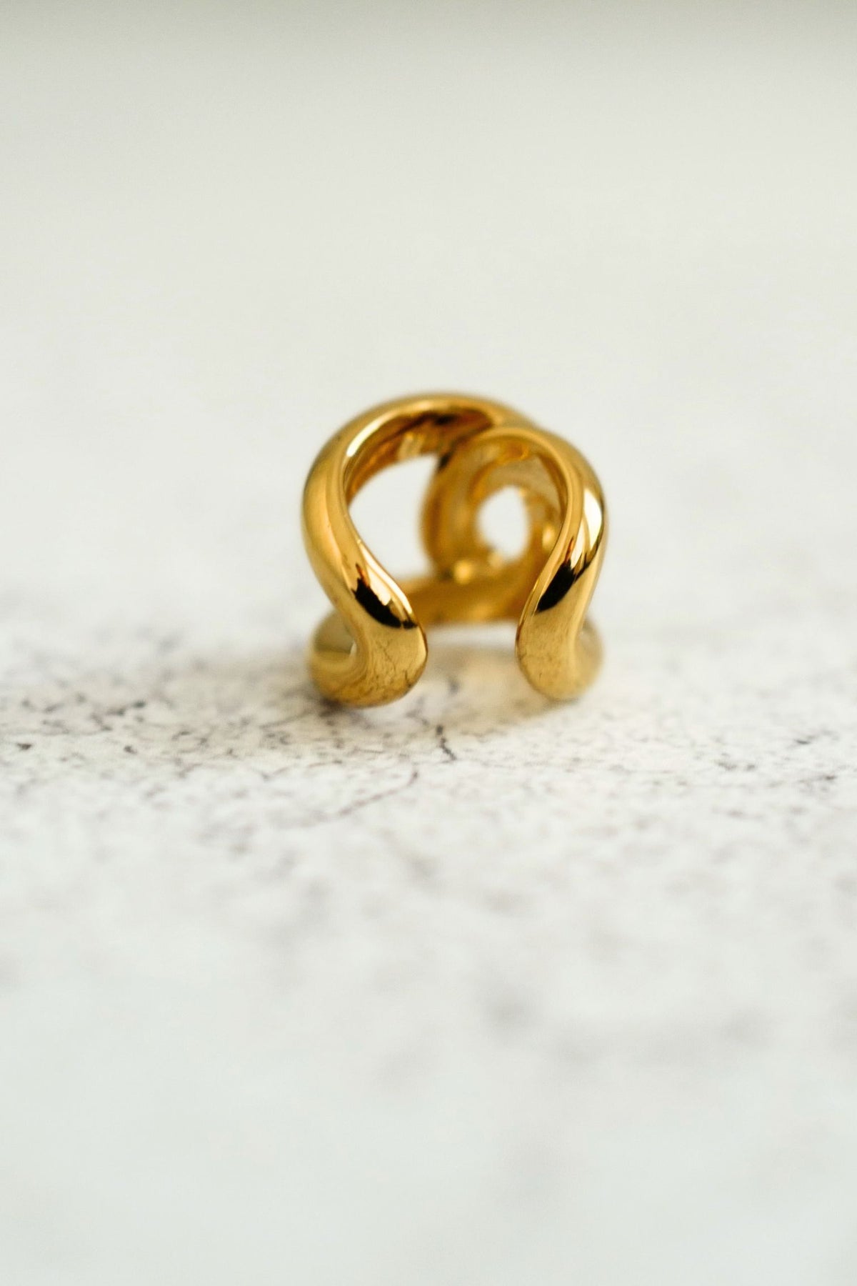NEW Chanel 26K Ear Cuff Metal Gold Interlocking CC Logo Women Earring