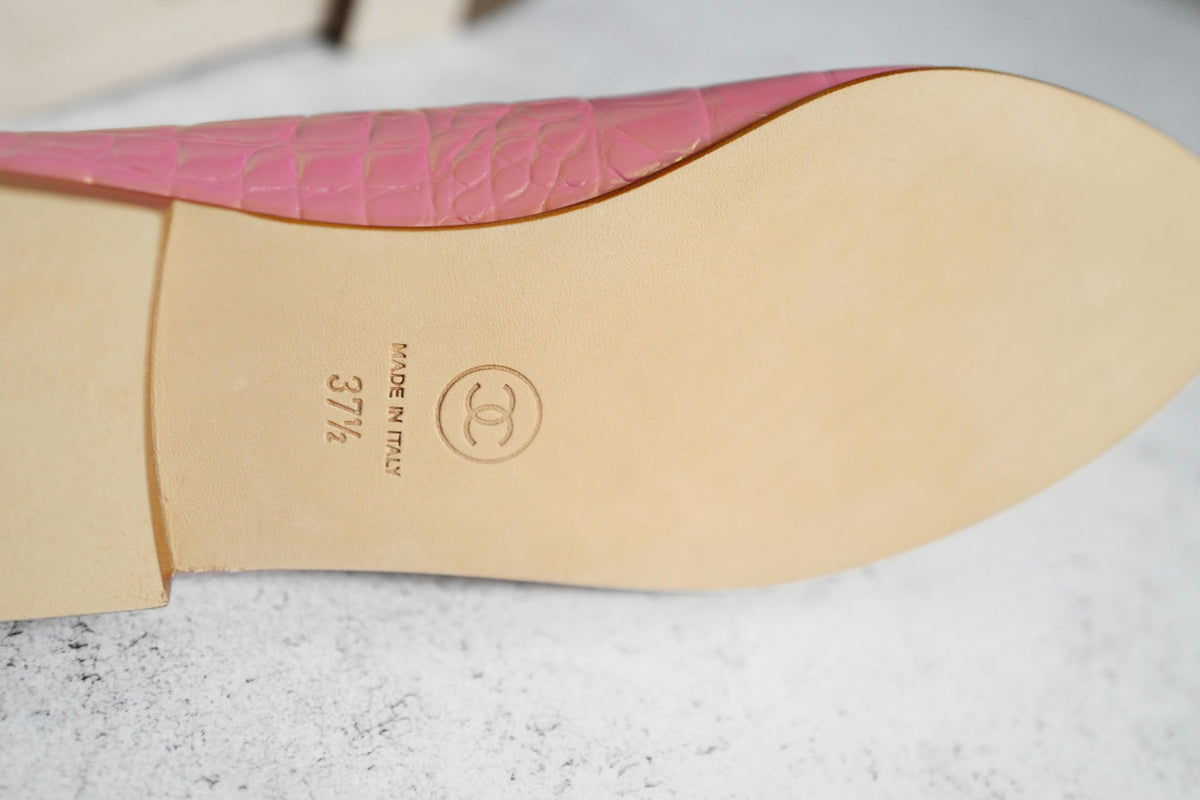 Chanel 26K Matthieu Blazy's Ballet Flats Croc Embossed Calfskin Pink Size 37.5