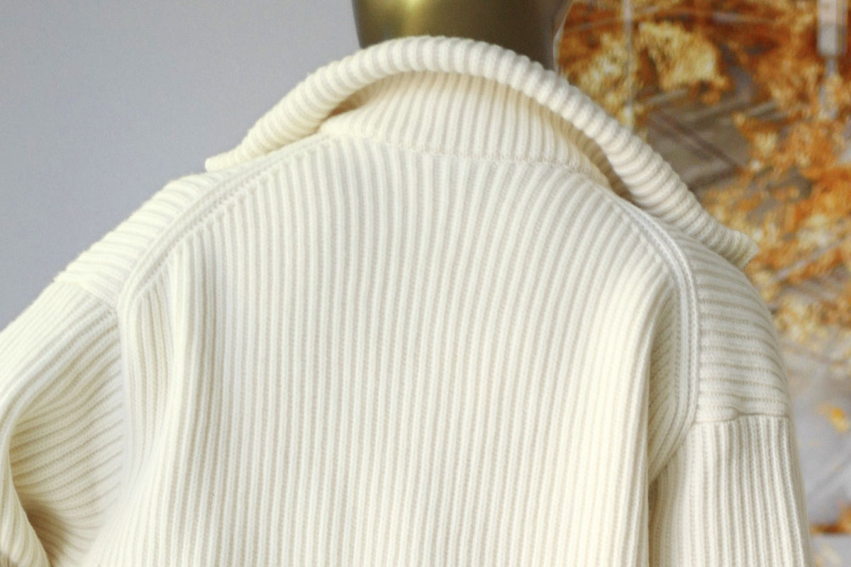 NEW Hermes Blouson Cardigan Wool Knit Blanc Naturel Size 34