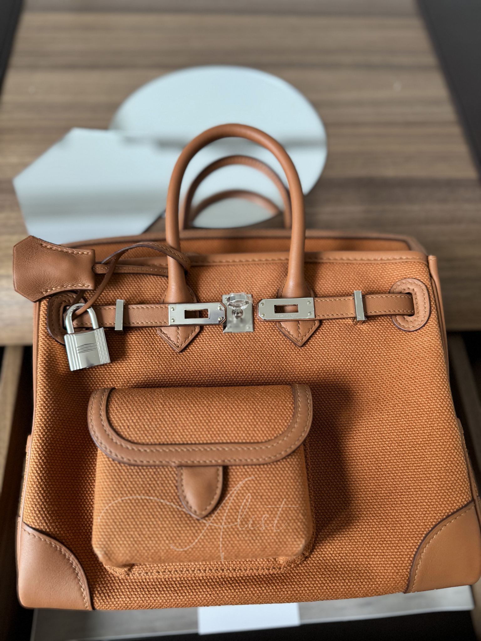 BNIB HERMÈS Birkin Cargo 25 Gold Swift leather &Toile canvas with Palladium HW