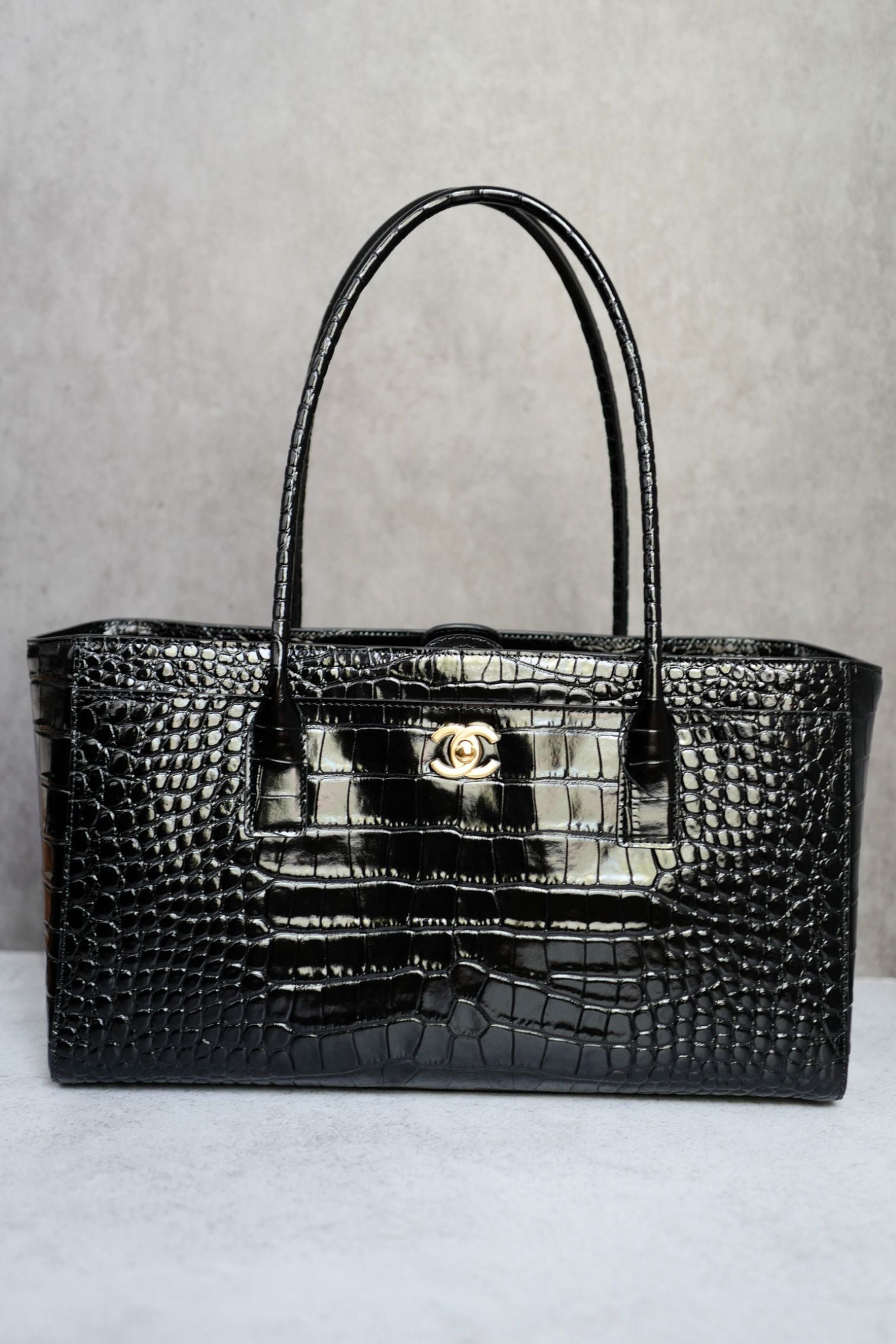 Chanel 26S Matthieu Blazy's Small Tote Black Crocodile Embossed Calfskin GHW