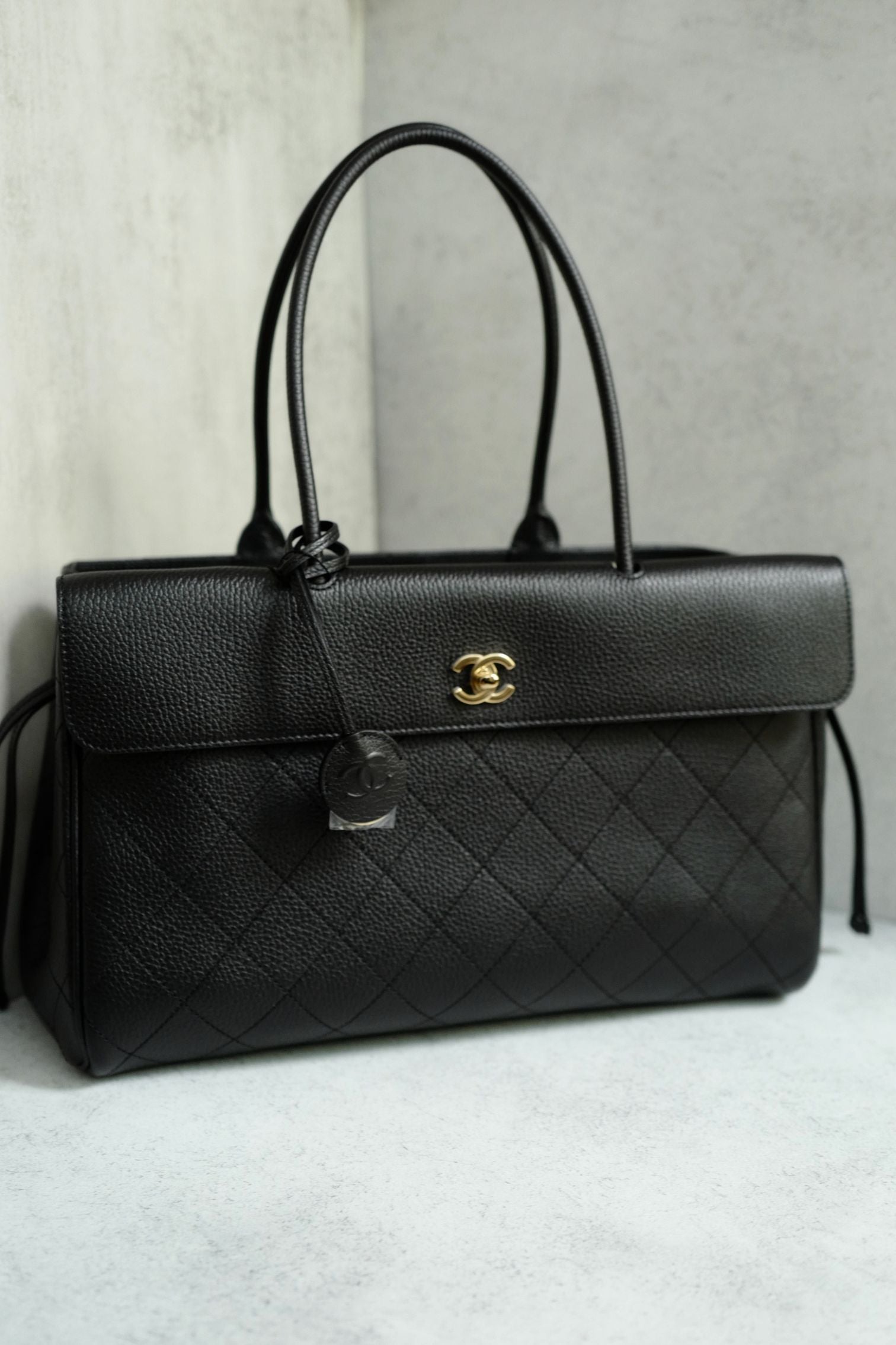 Chanel 26S Shopping Bag 38 "Matthieu Blazy's" Black Grained Calfskin Gold HW