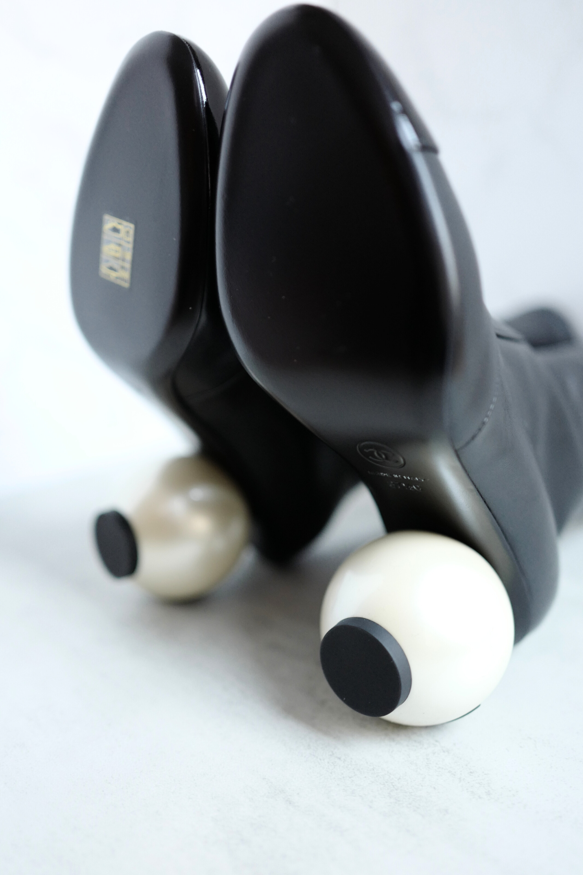 Chanel Boots Stretch Lambskin with Patent Calfskin Cap Toe Black 37.5