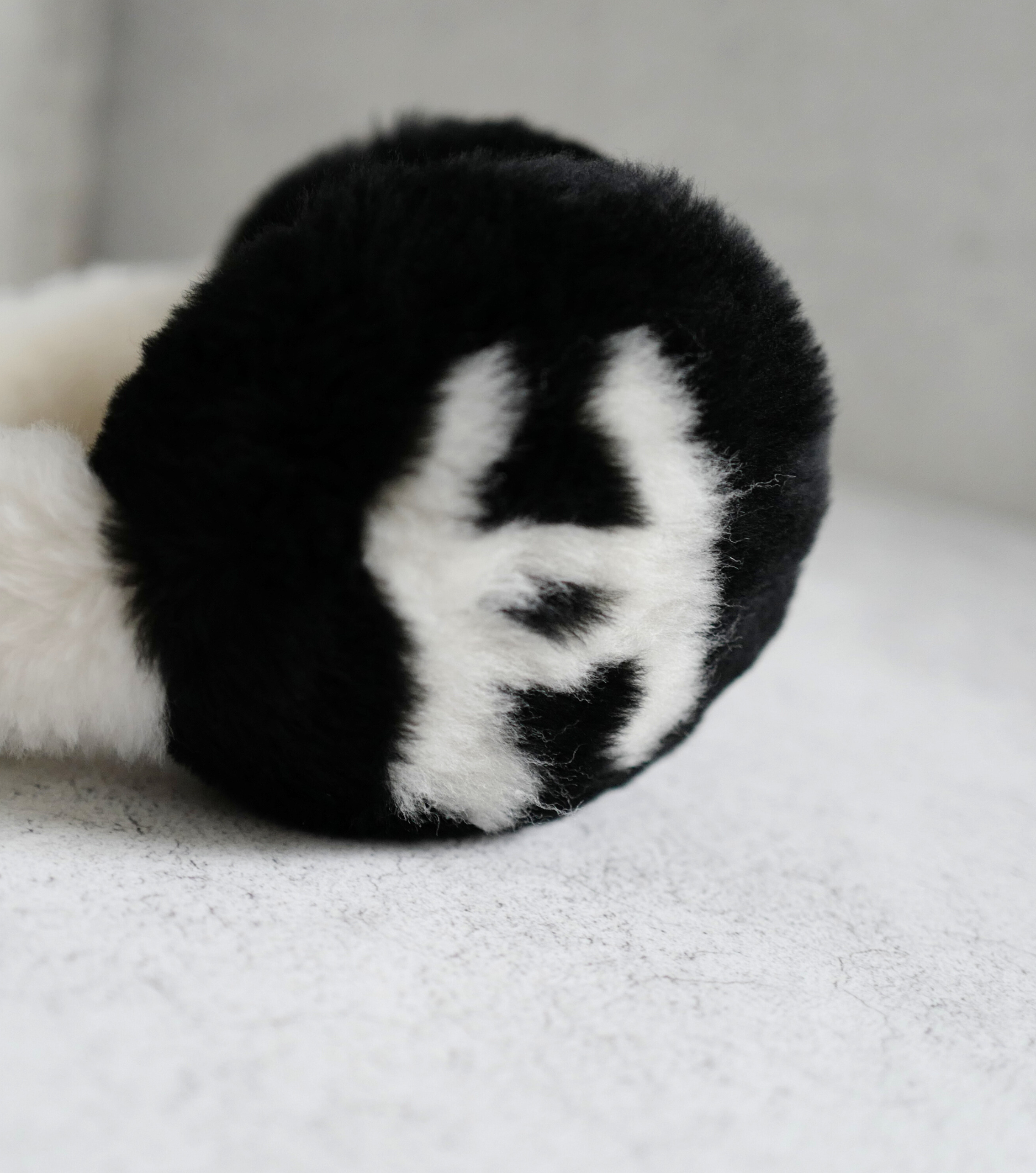 BNIB Chanel 25N Coco Neige Shearling Earmuffs in Black and White