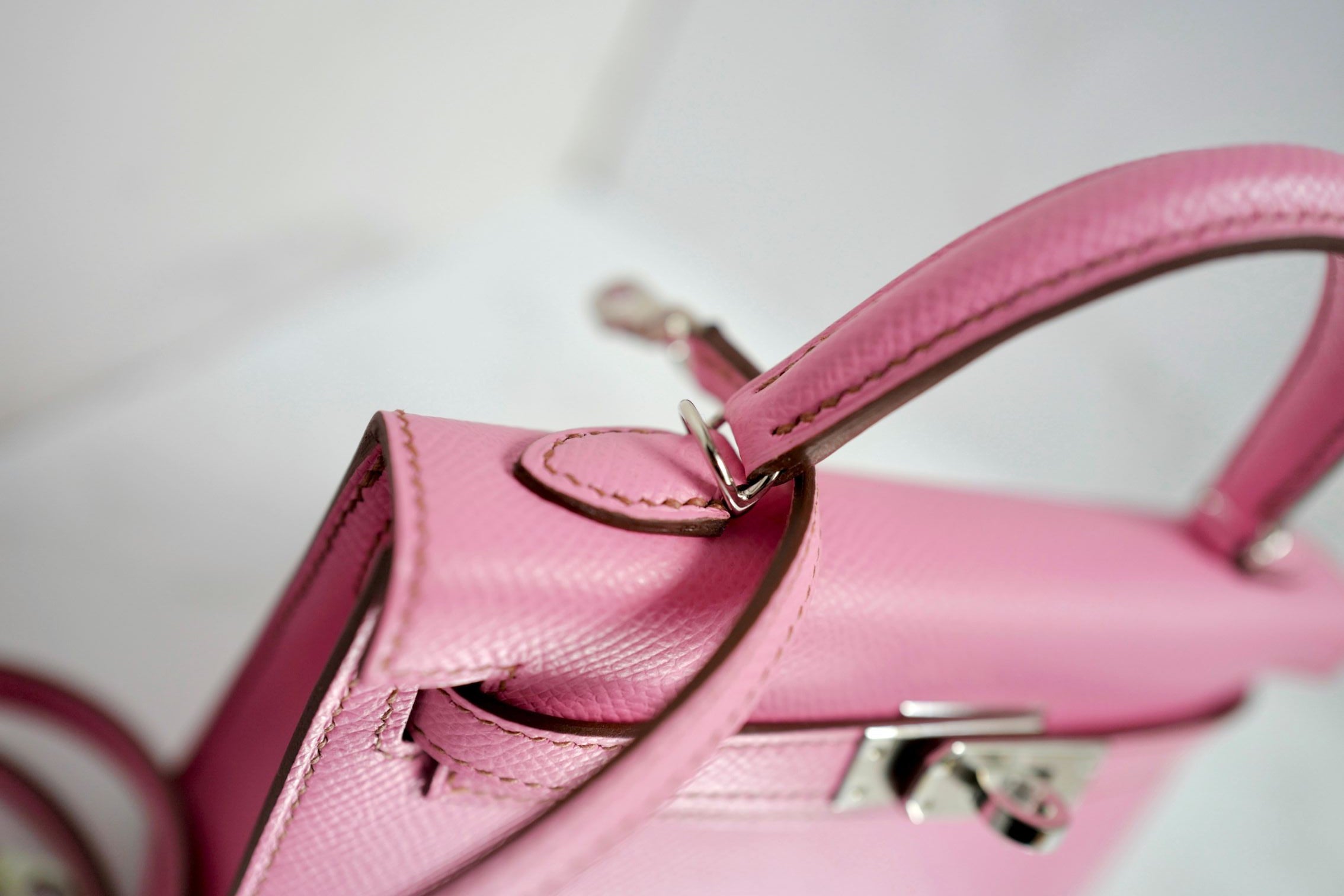 Hermes Mini Kelly 5P Bubblegum Pink Epsom Leather Palladium Hardware