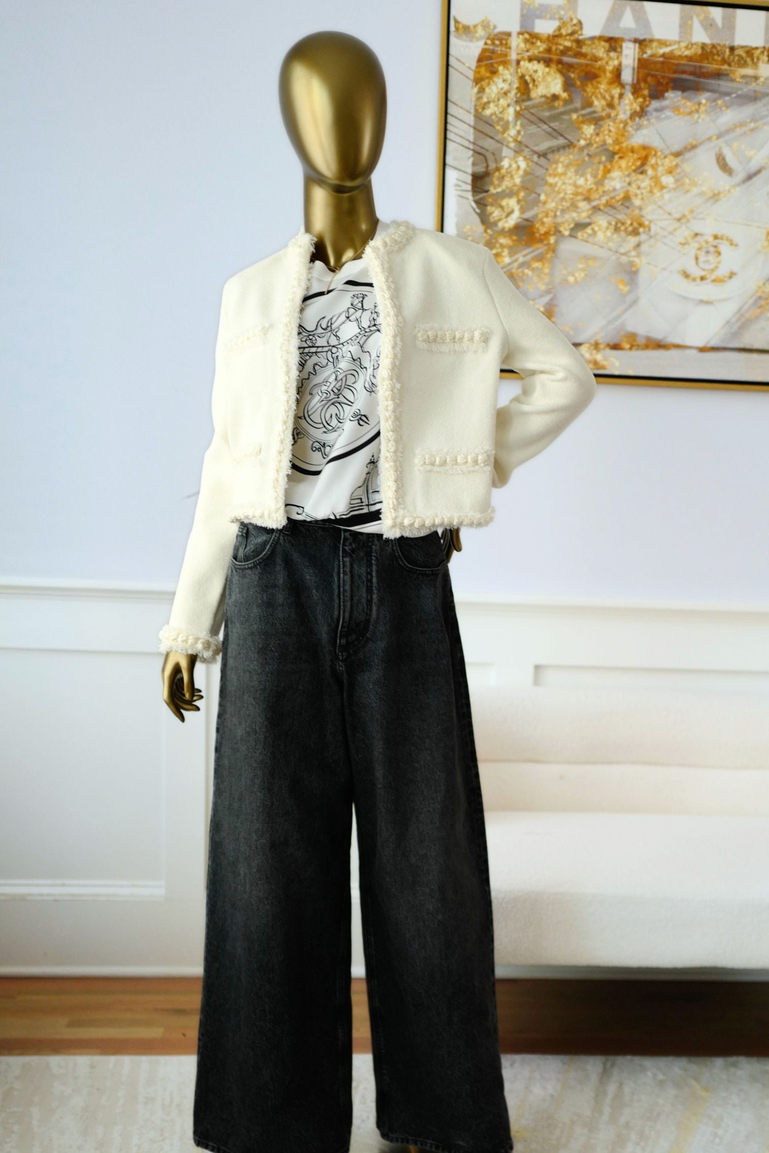 NEW Chanel Métiers d’art 2026 Collection Jacket Ivory in Silk Size 36