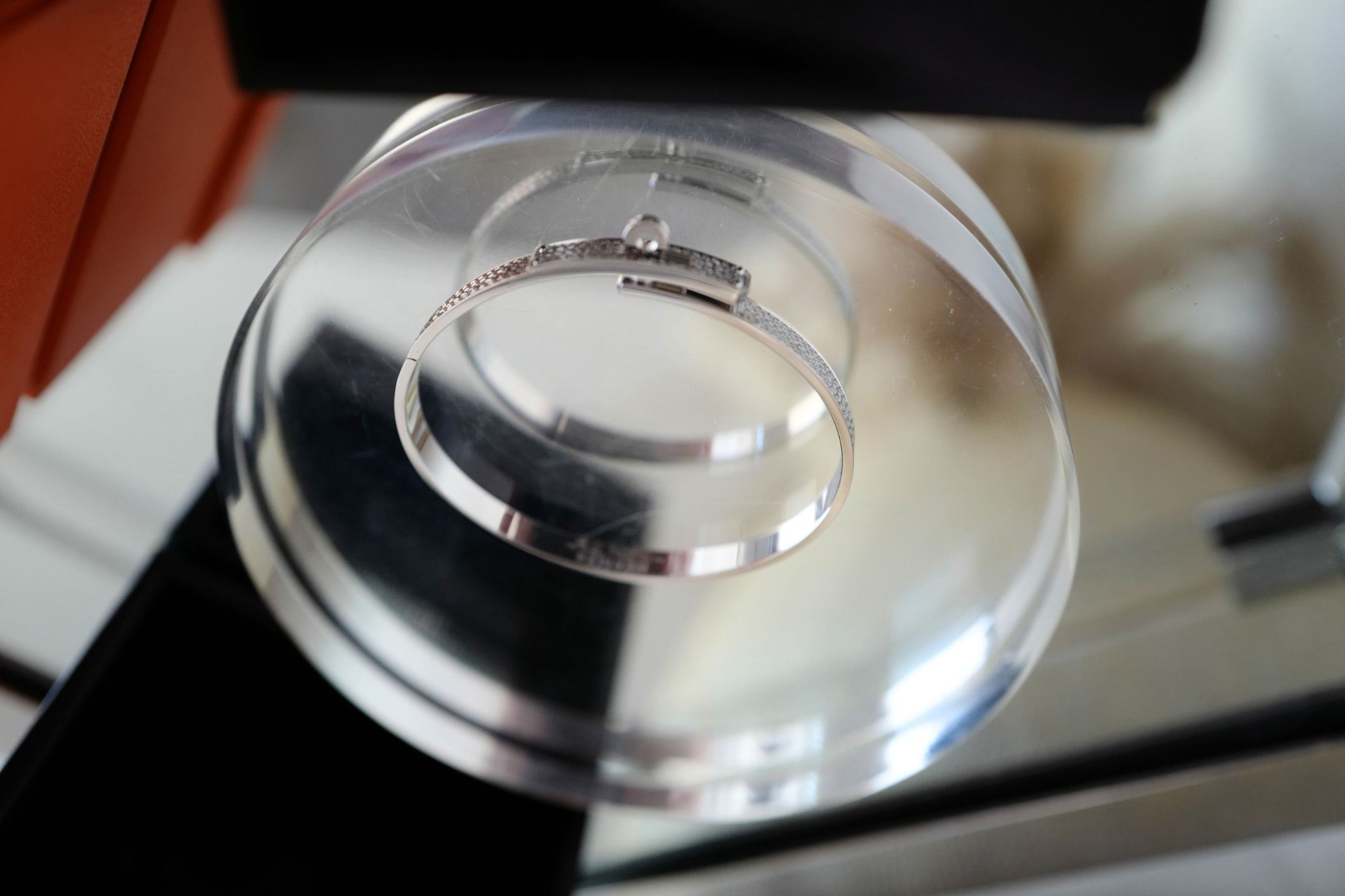 Hermès Kelly Bangle Bracelet PM Full Diamond 18K White Gold Size SH