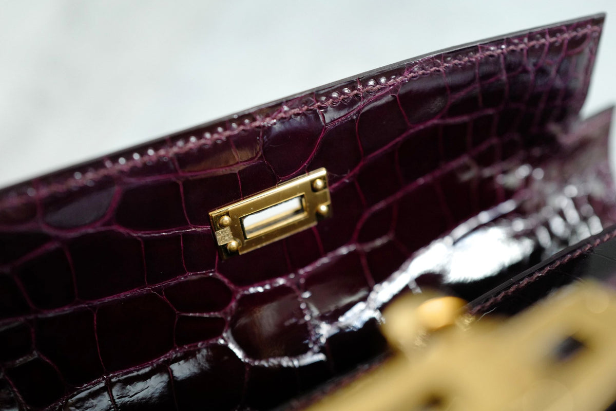 Hermes Kelly Pochette Bordeaux Mississippiens Alligator GHW G Stamp 2026