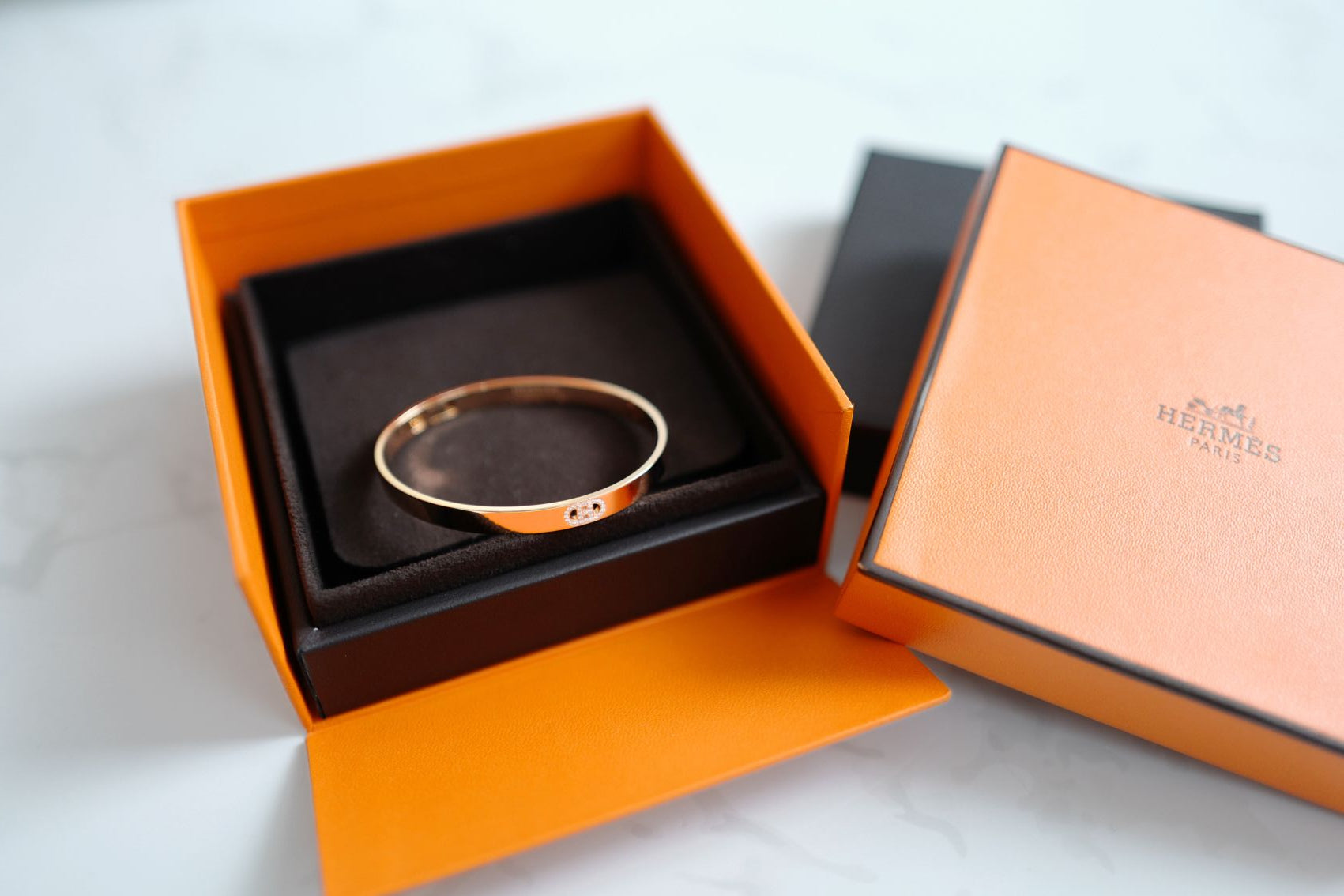 Hermès H d’Ancre Small Bracelet Rose Gold 18K SH