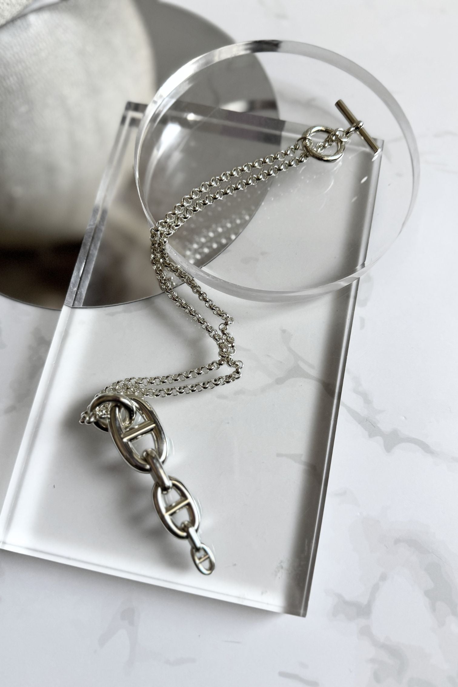Hermes Chaine d'ancre  Necklace Silver Enchainee pendant