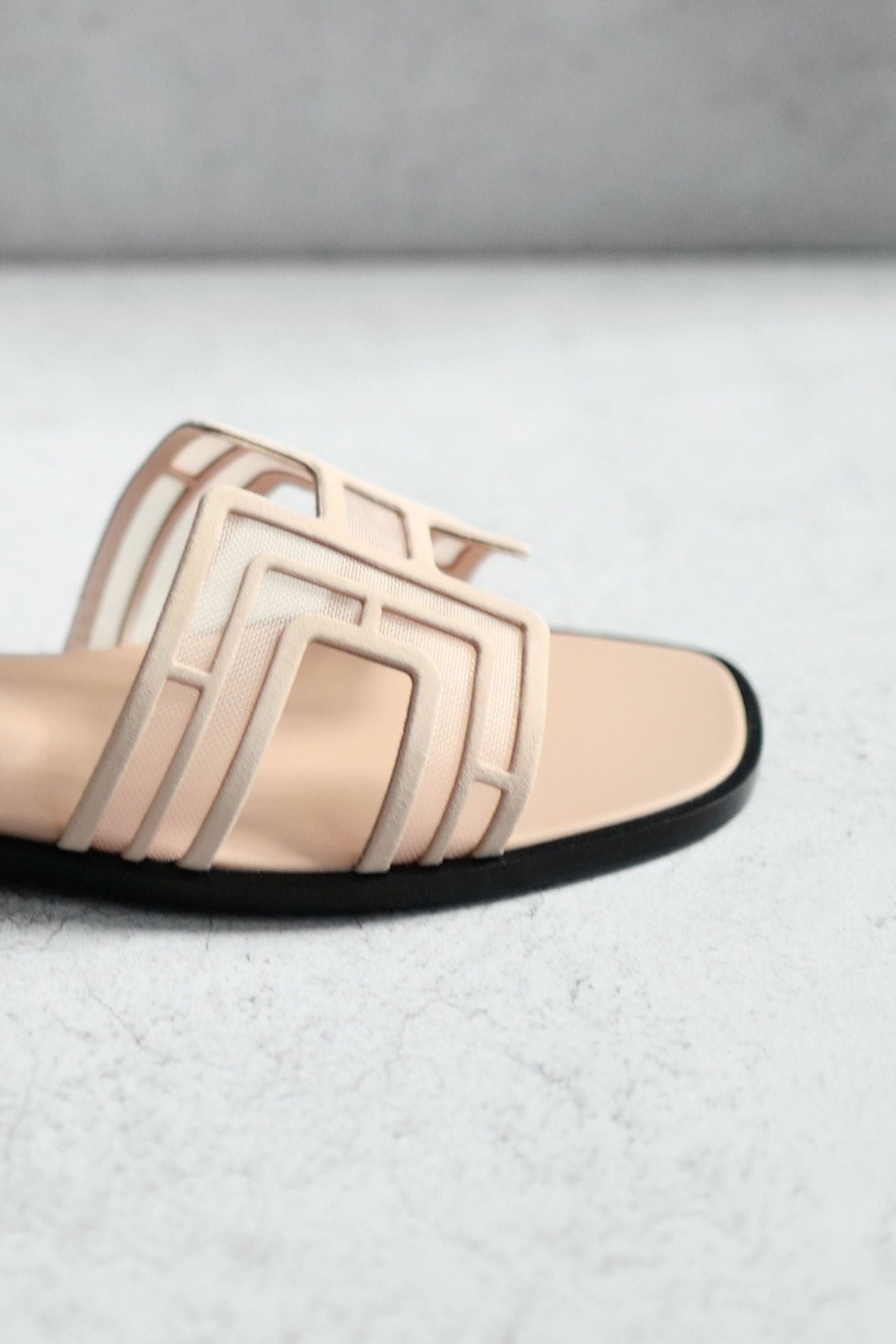 BNIB Hermes Oran Sandal Chevre Velours Resille Arcai Beige Nude Size 38