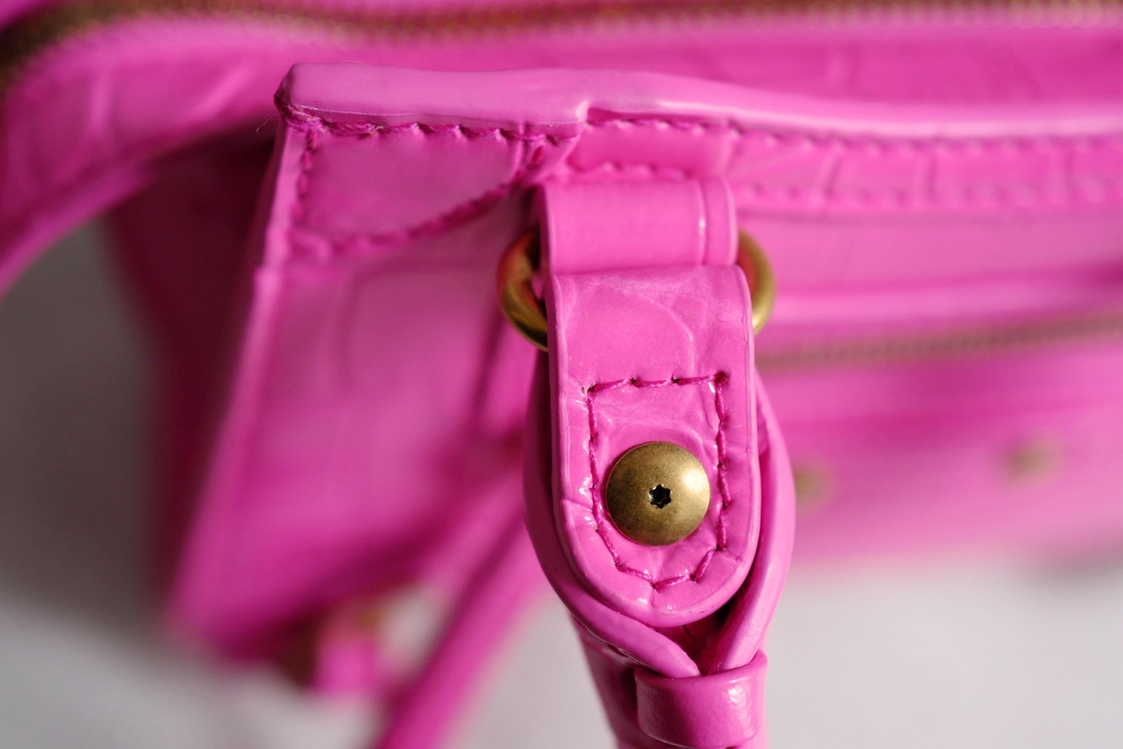 Balenciaga Neo Classic Nano Size In Bright Pink Croco Leather