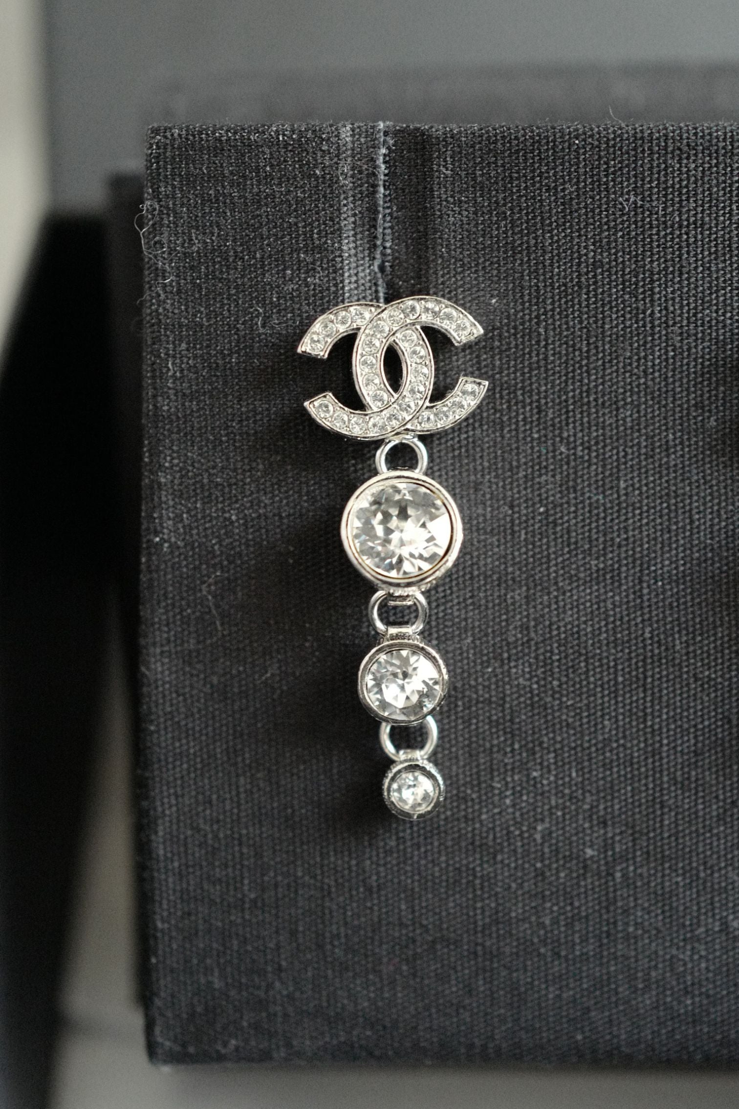 Chanel Drop CC Earrings 22K in Pearly White & Crystal BNIB