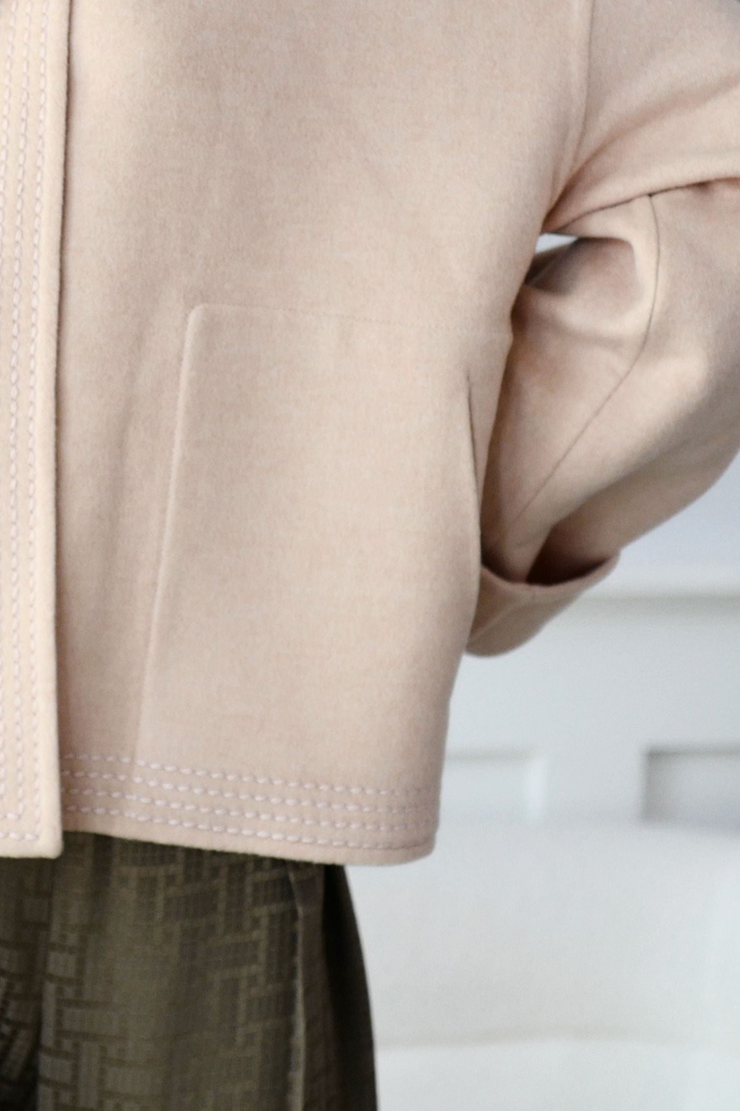 Hermès Paletot à Capuche Rose Palomino Cashmere Size 40