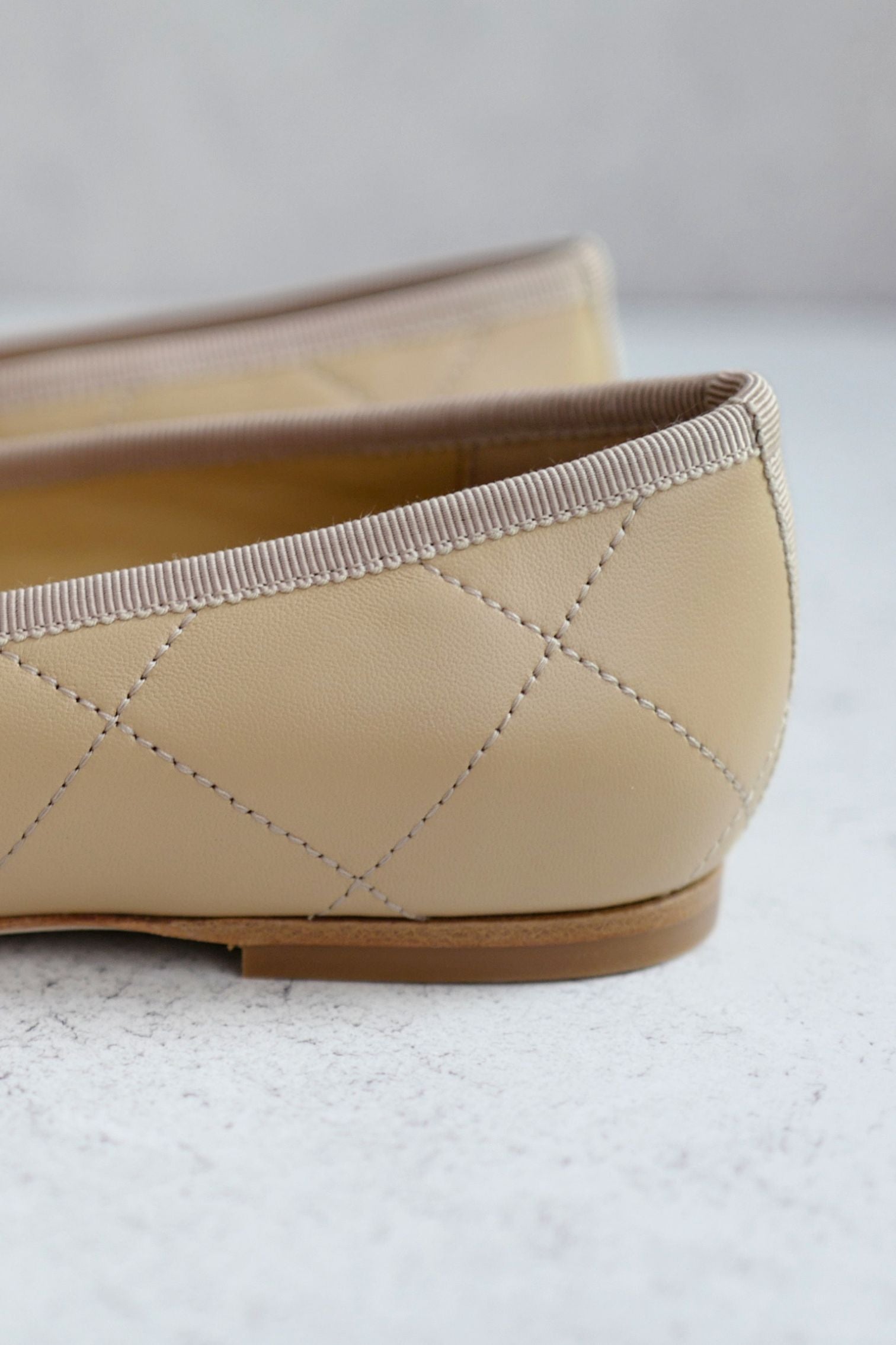 Chanel 26M Coco Beach Ballet Flats Beige Lambskin Size 37