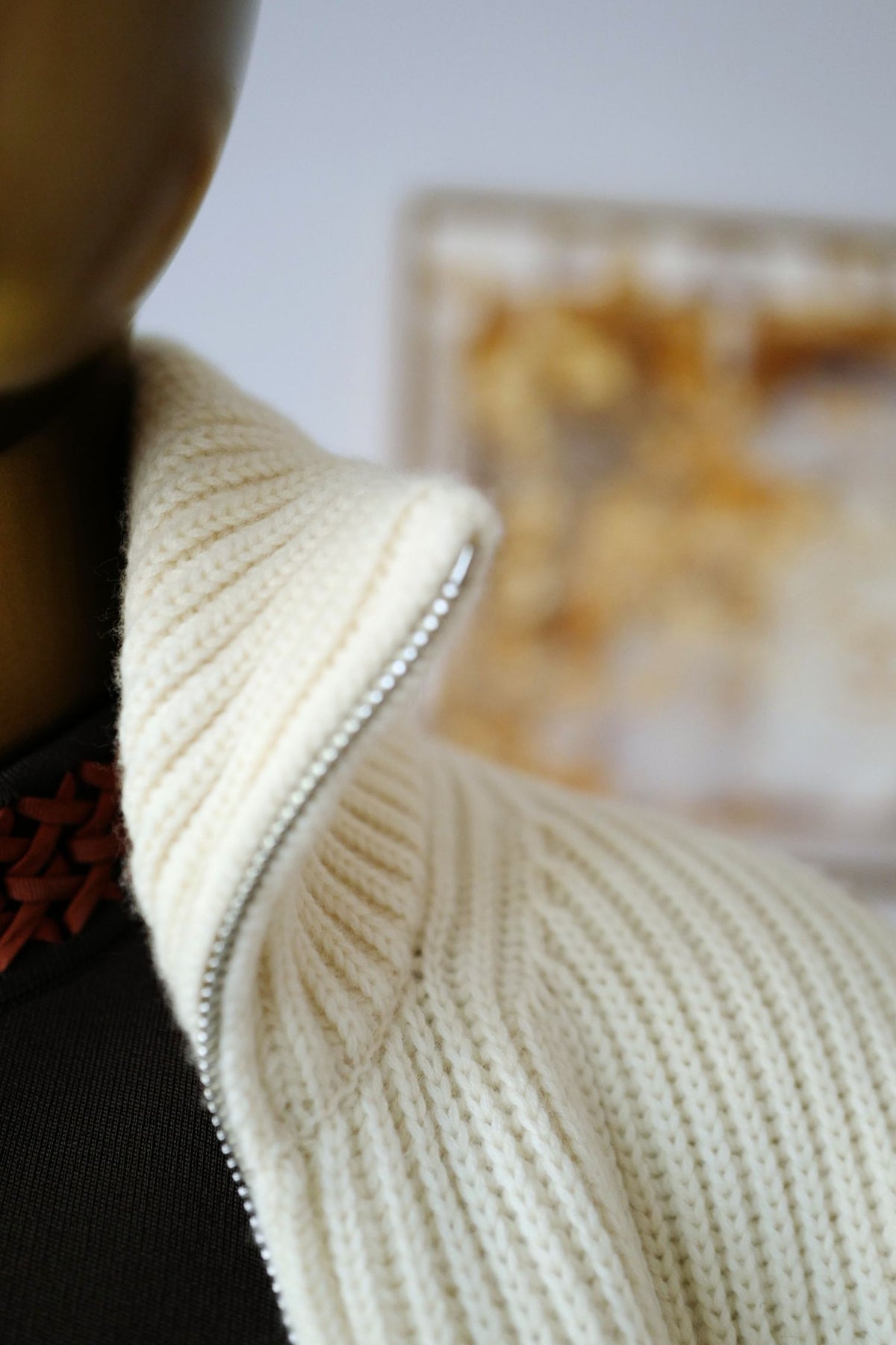 NEW Hermes Blouson Cardigan Blanc Naturel Wool Knit H Leather Pocket Size 34