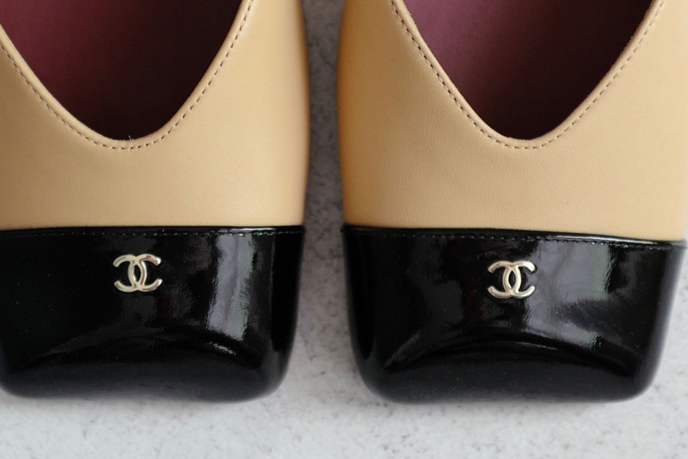Chanel 26s Slingbacks Matthieu Blazy's Beige Black Lambskin Calfskin Size 38