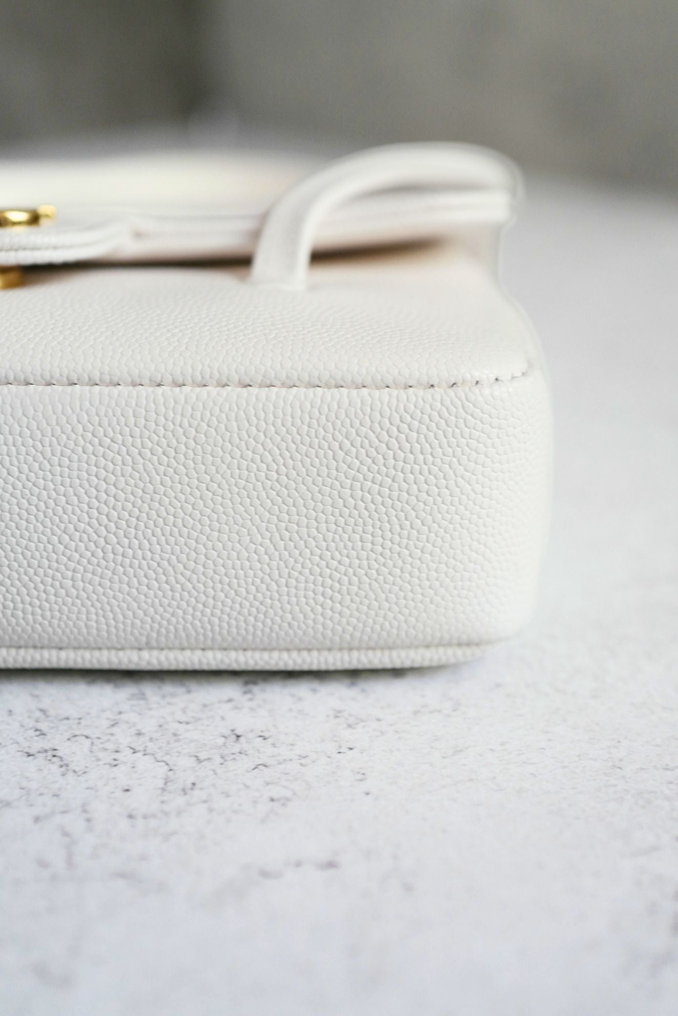 Chanel 26 Preppy Coco 17 Mini White Grained Shiny Calfskin Gold Hardware