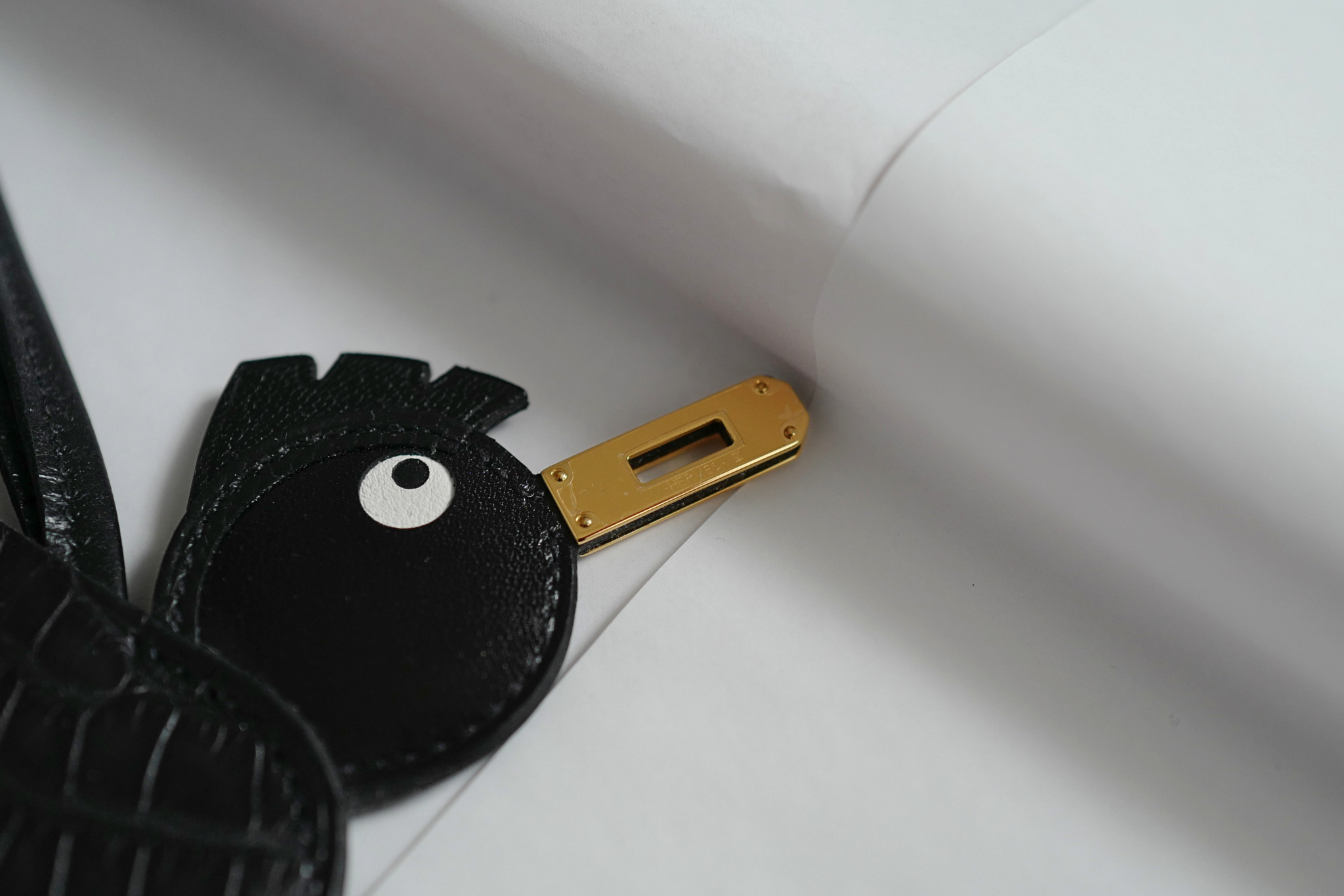 Hermès Birdy Charm Black Matte Alligator Epsom Calfskin Gold Hardware
