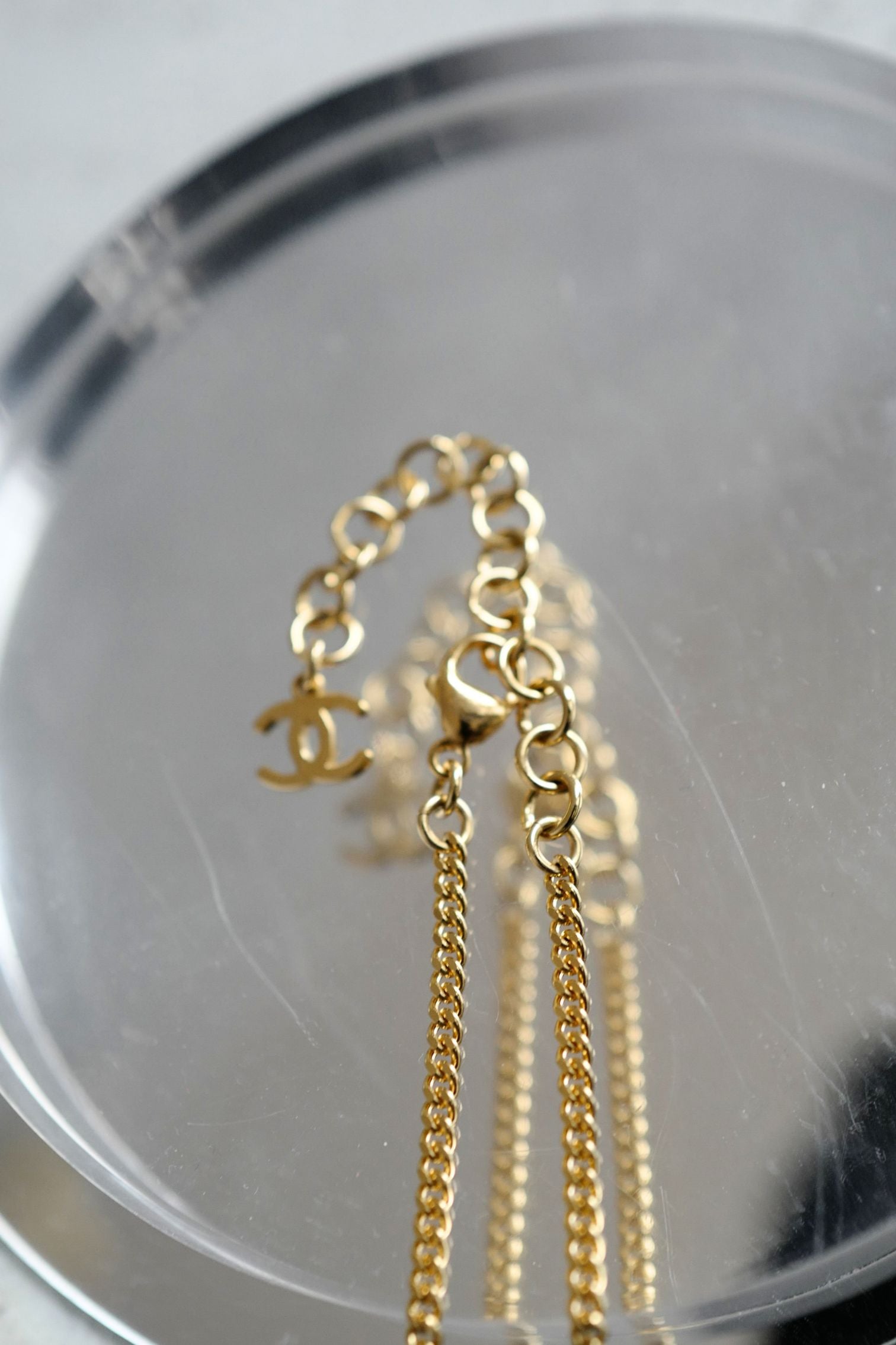 Chanel 23C Heart Gold Necklace with Crystals