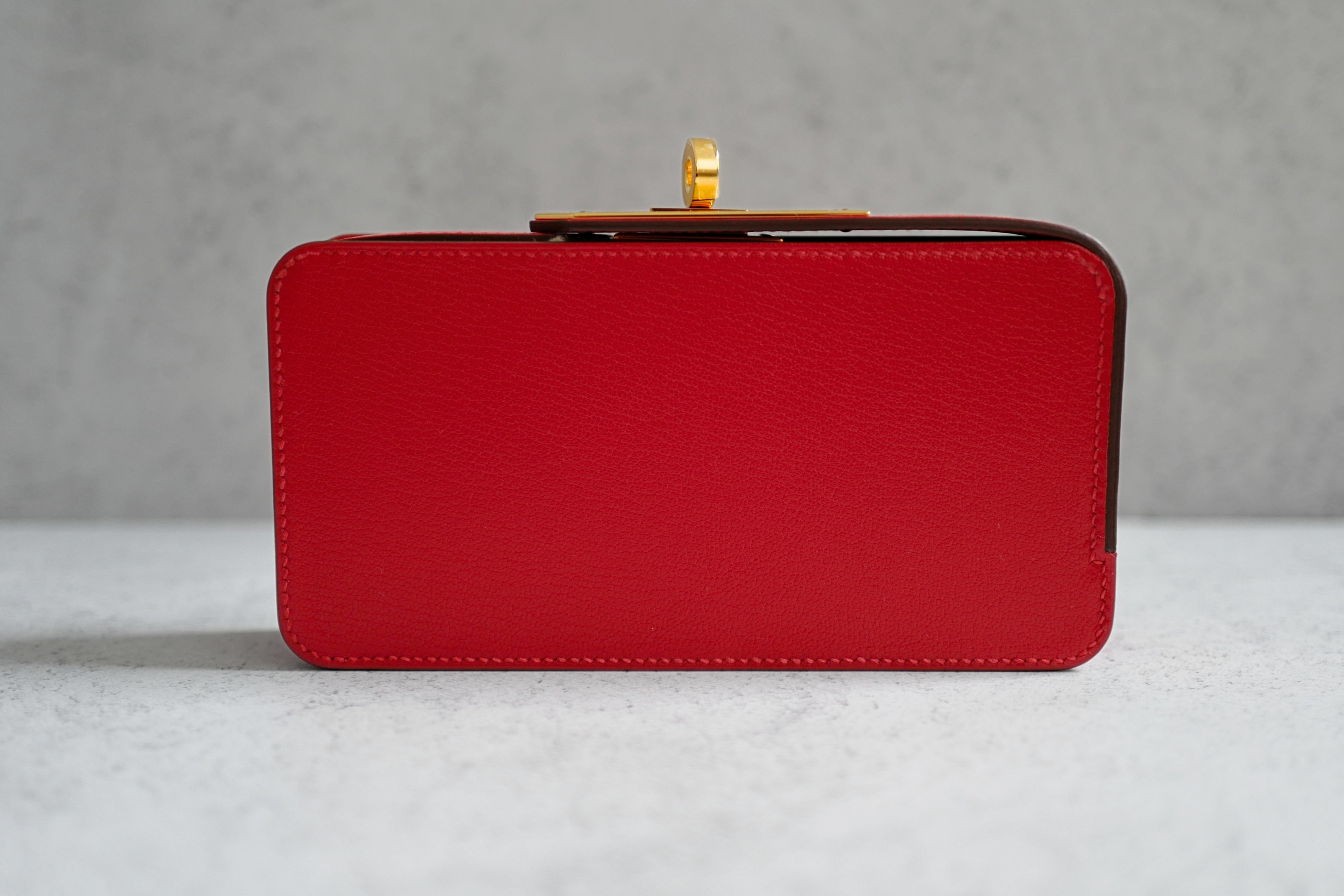 Hermès Clutch Sanglons Rouge de Cœur Chamkila Goatskin Gold Hardware