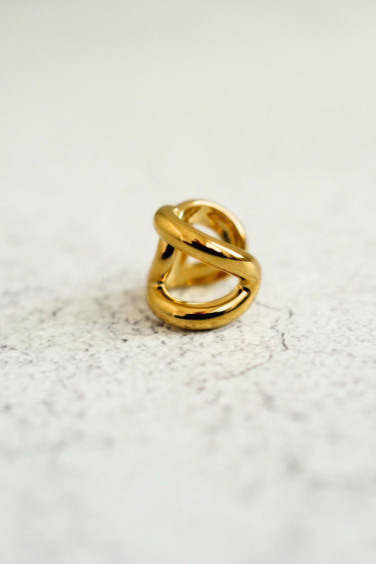 NEW Chanel 26K Ear Cuff Metal Gold Interlocking CC Logo Women Earring