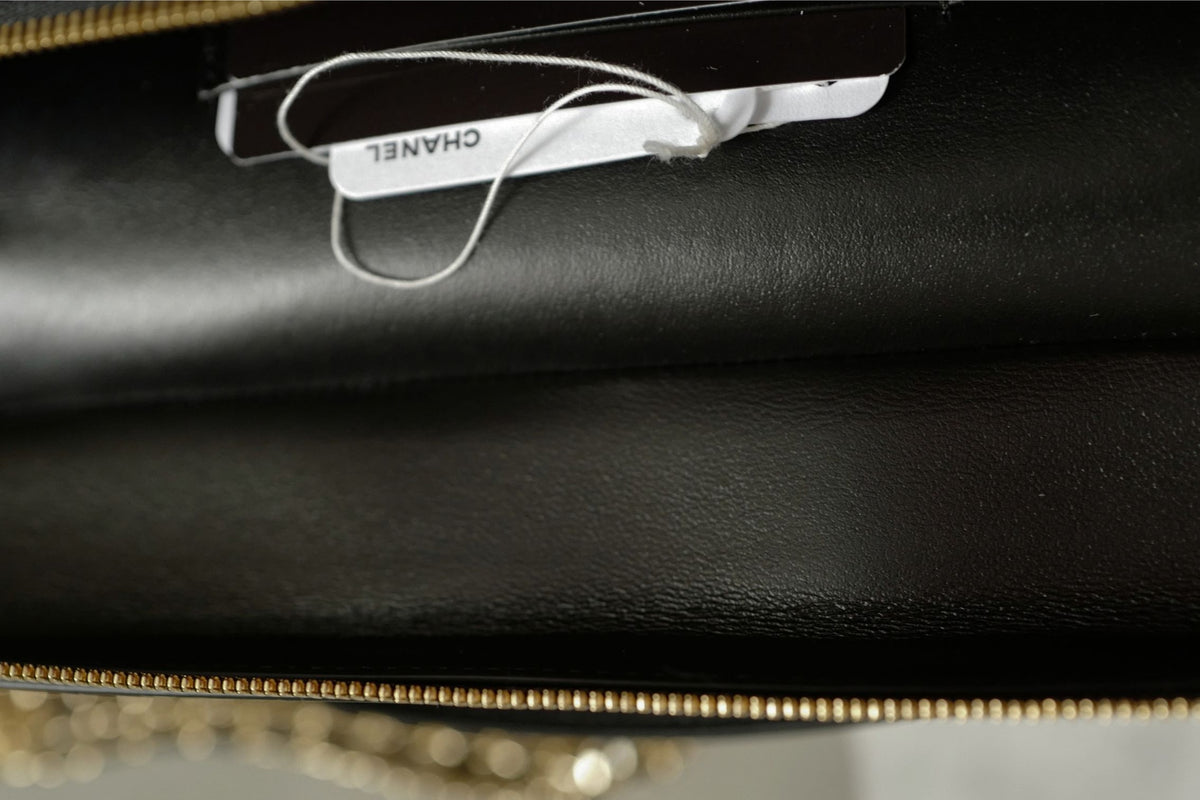 Chanel 26K Matthieu Blazy's Vanity with Chain Croc Embossed Black Calfskin Leather GHW