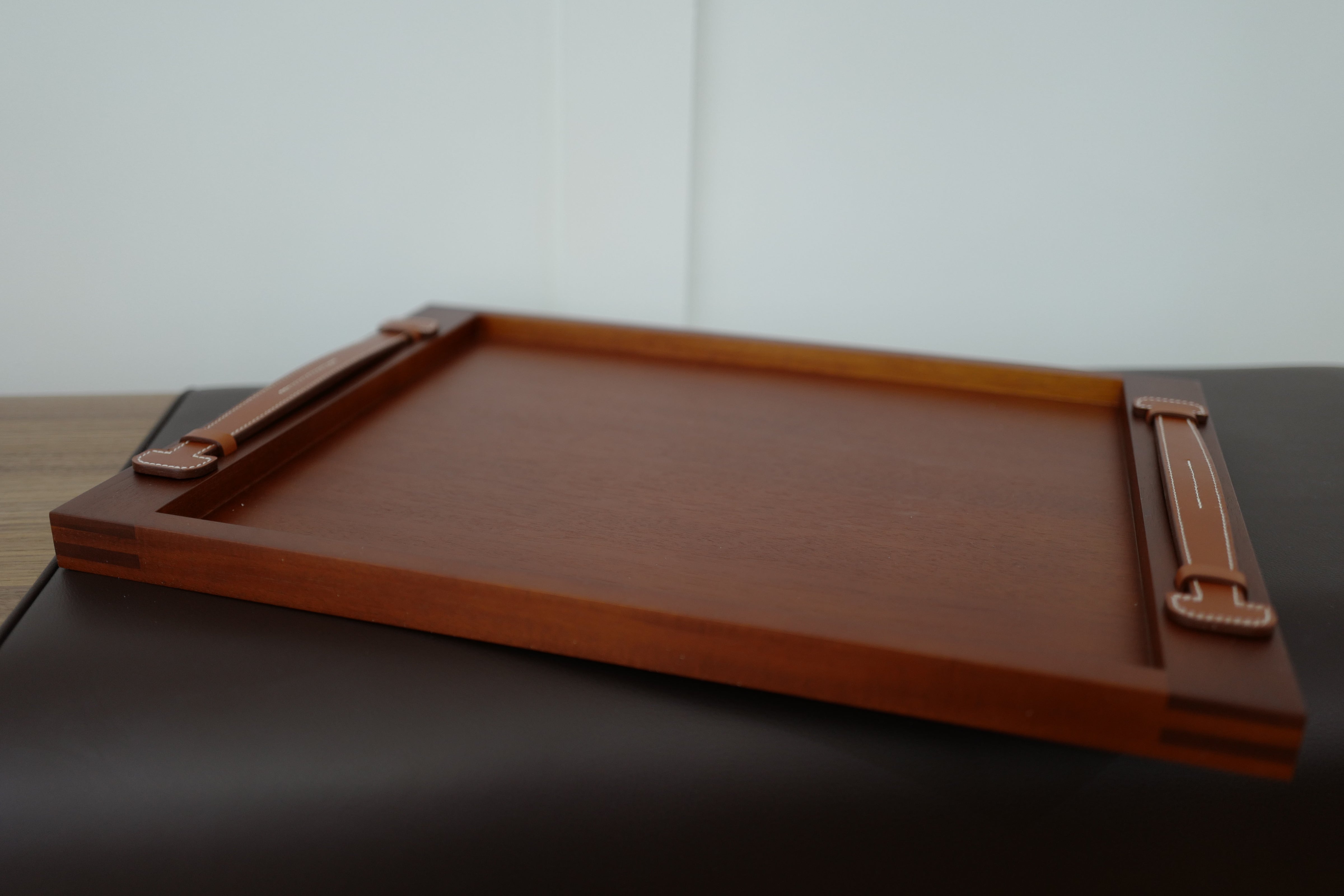 New Hermes Etriviere Tray in solid natural mahogany/ brique